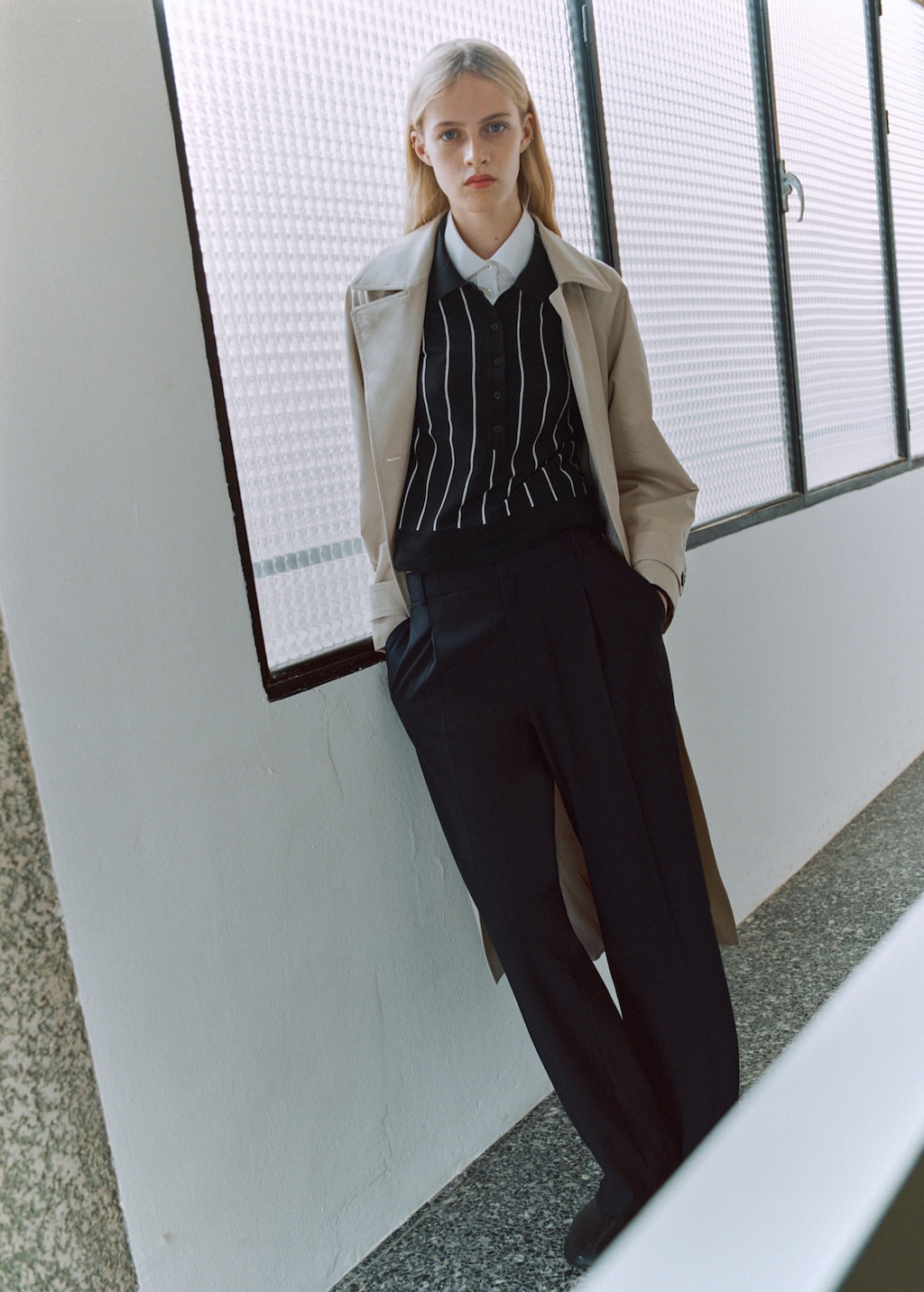 Striped polo-neck sweater