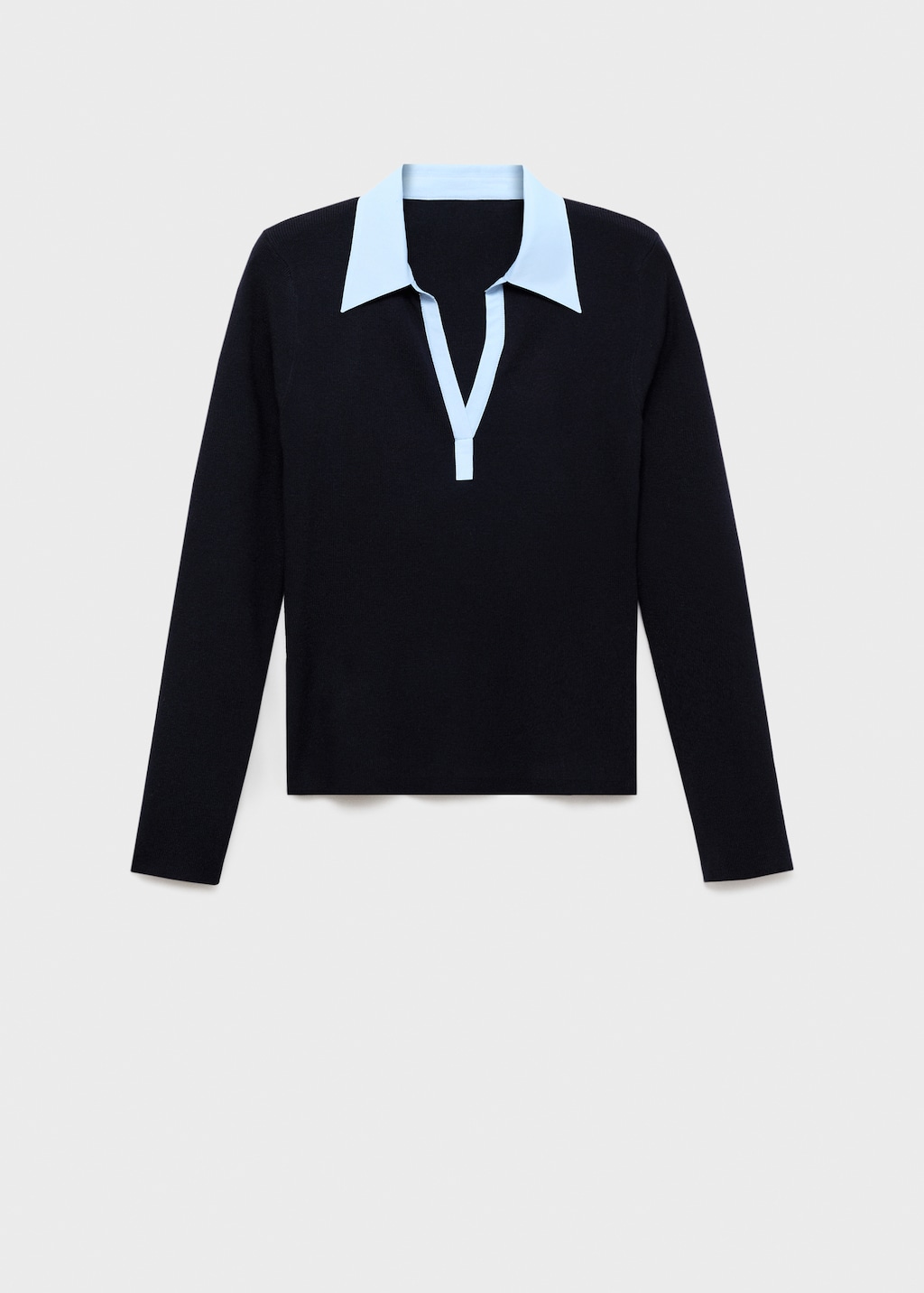 Combined shirt-collar sweater