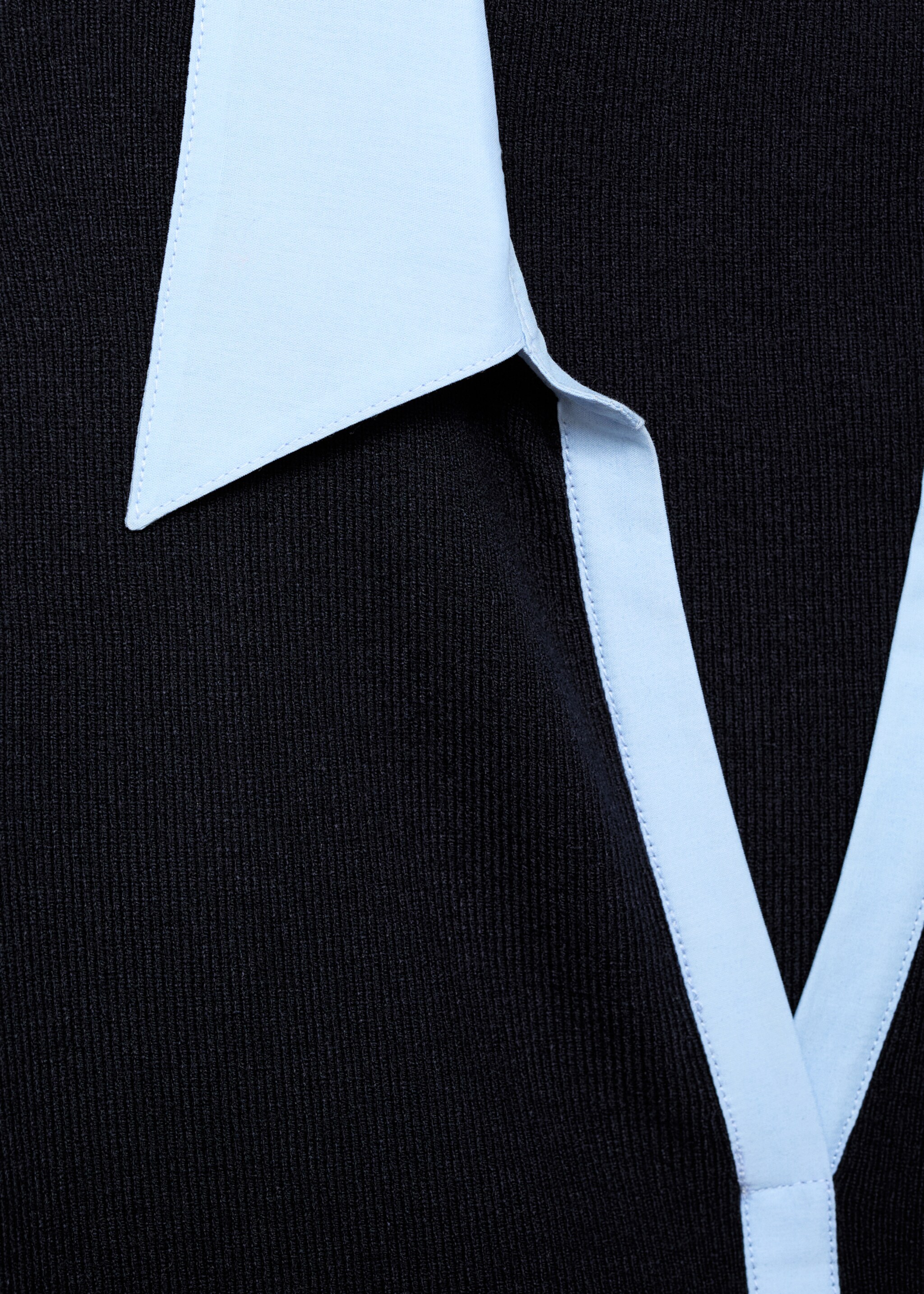 Combined shirt-collar sweater - Details of the article 8, Navy. Ref: 17005828-00.
