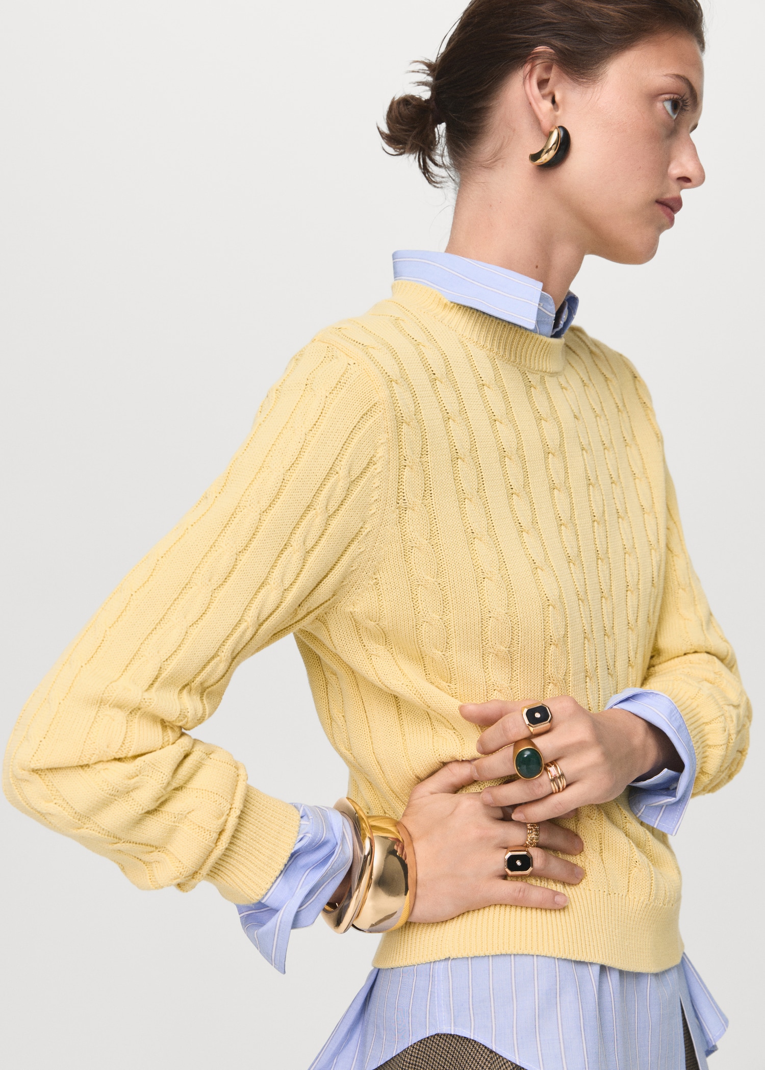 Knitted Sweater Mango Hahnentritt Pullover Strick Cardigan