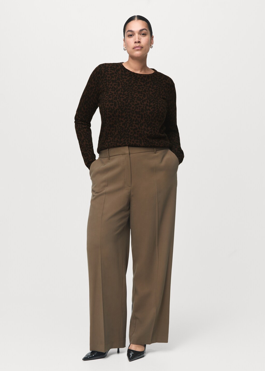 Mango Ribbed leopard-print sweater