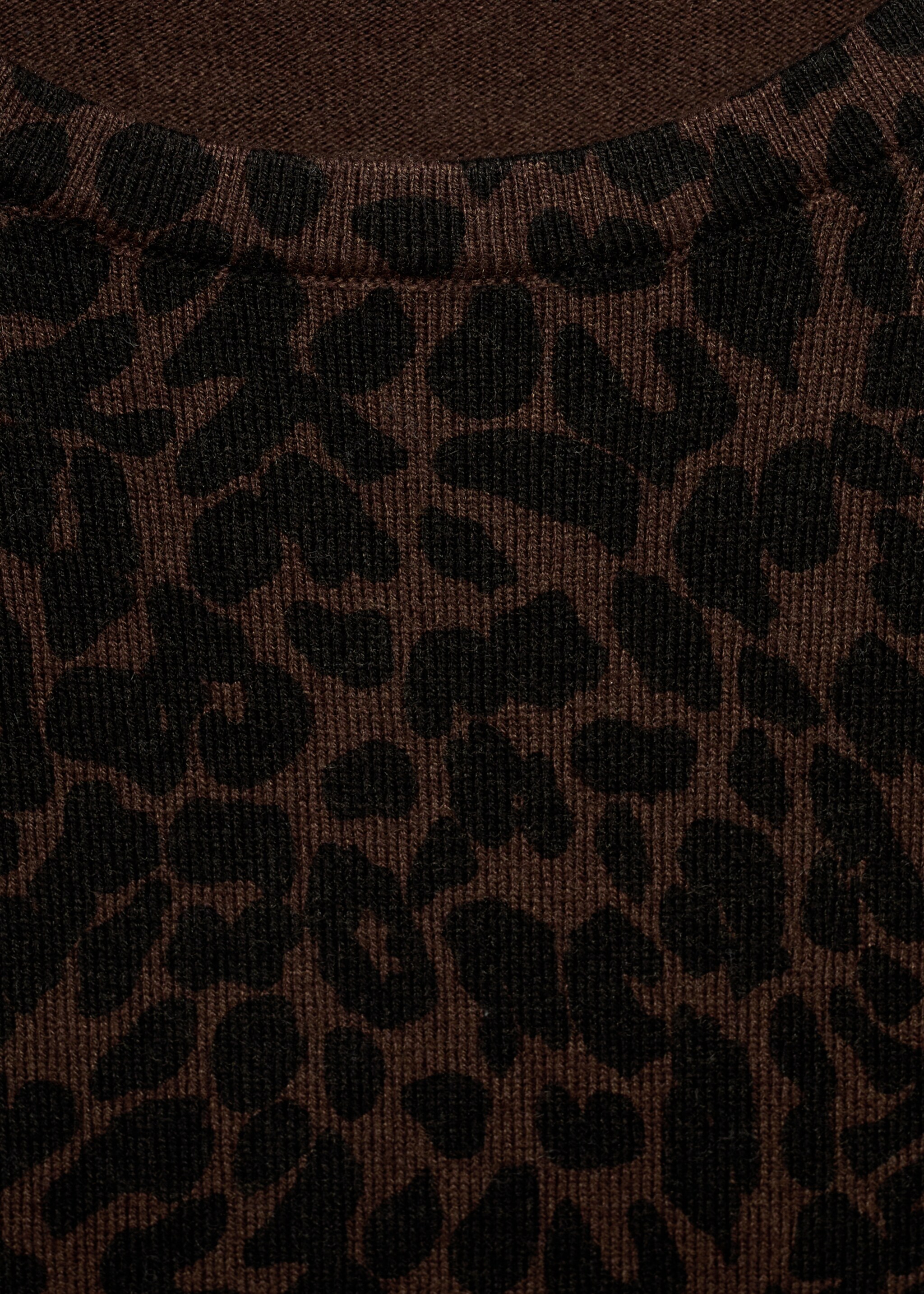 Ribbed leopard-print sweater - Details of the article 8, Chocolate. Ref: 17005832-00.