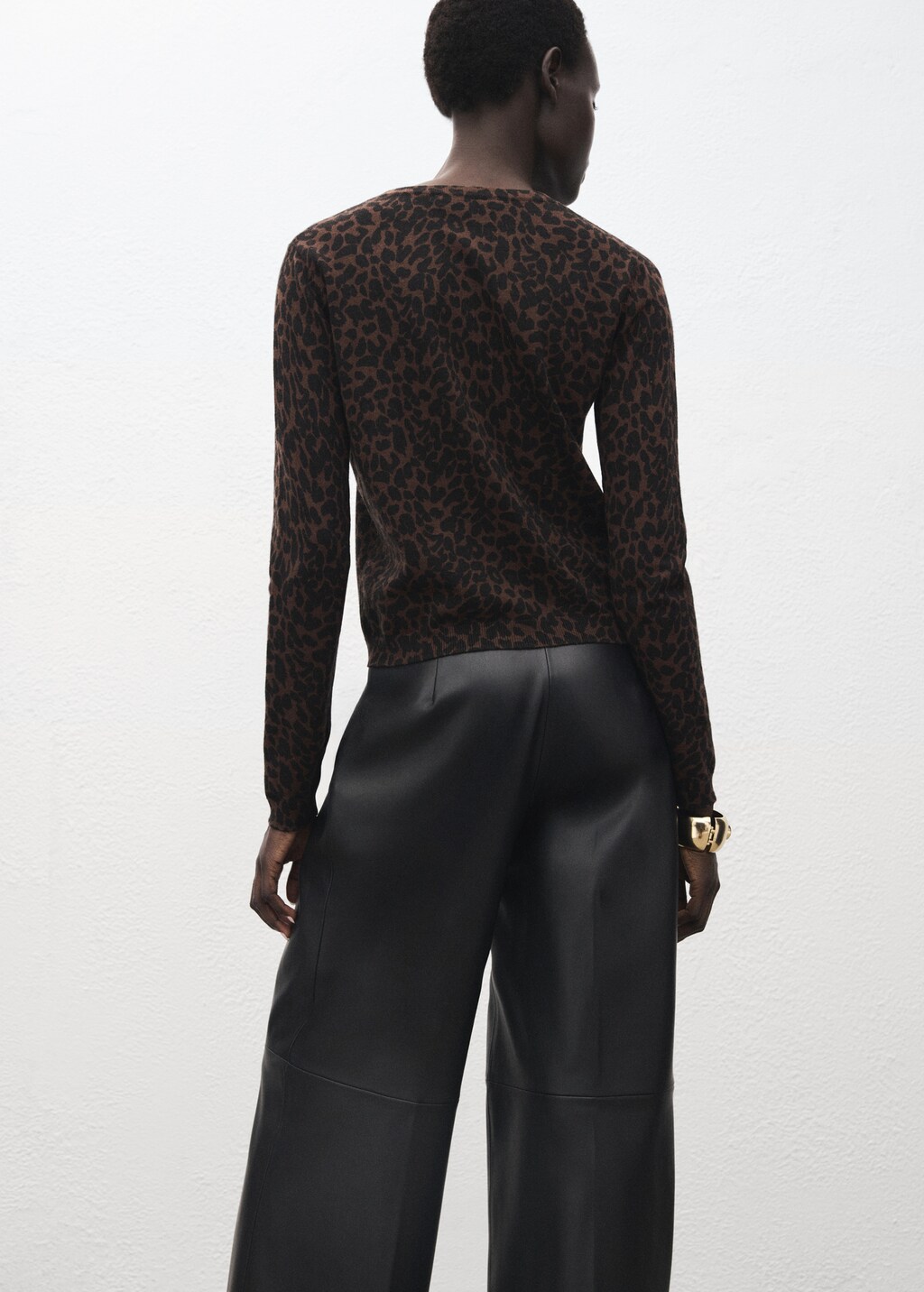 Mango Ribbed leopard-print sweater