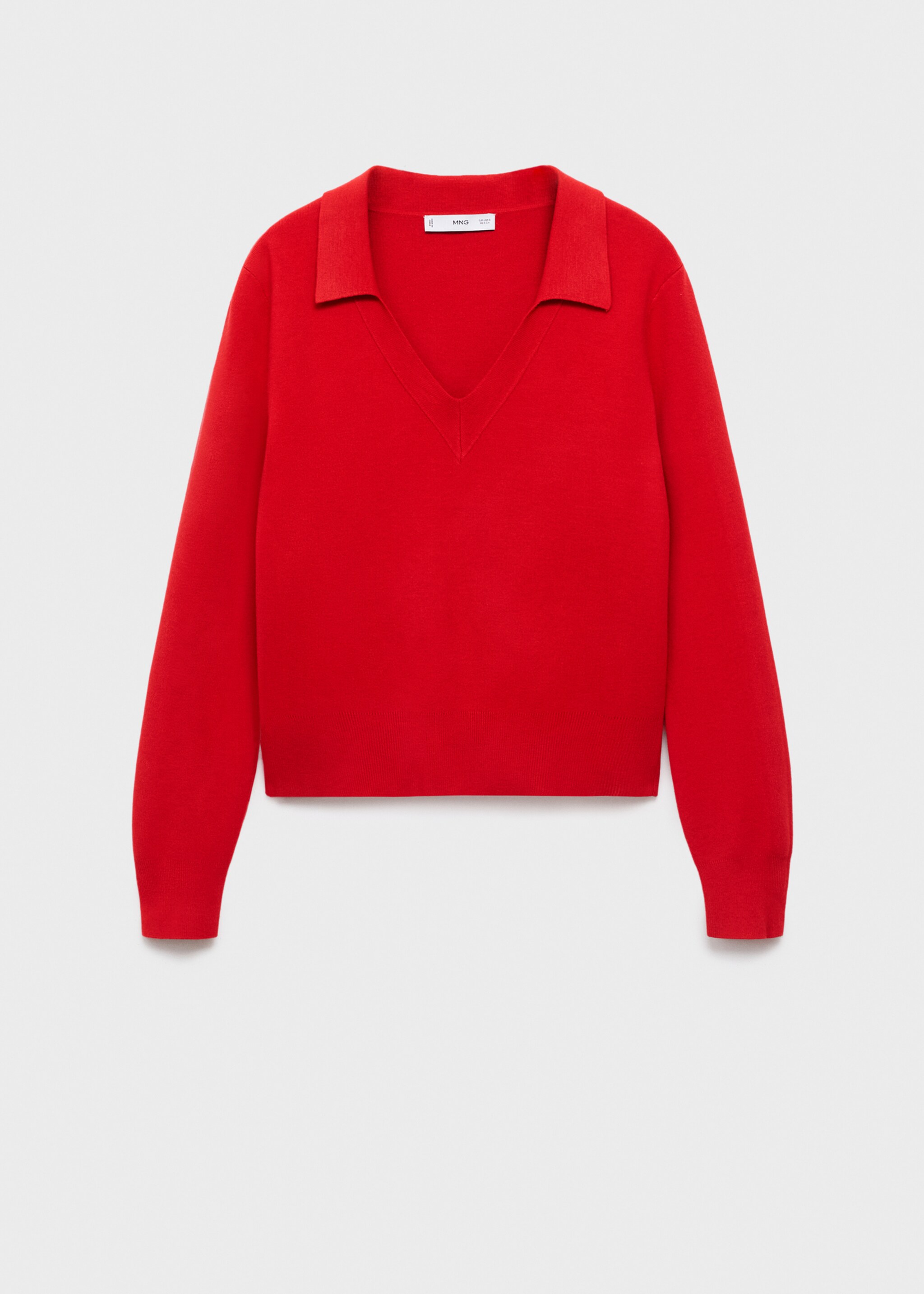 Fine-knit V-neck sweater - Article without model, Red. Ref: 17005833-00.