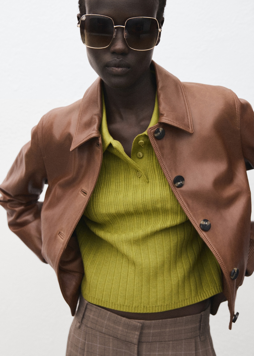 Polo-neck ribbed sweater