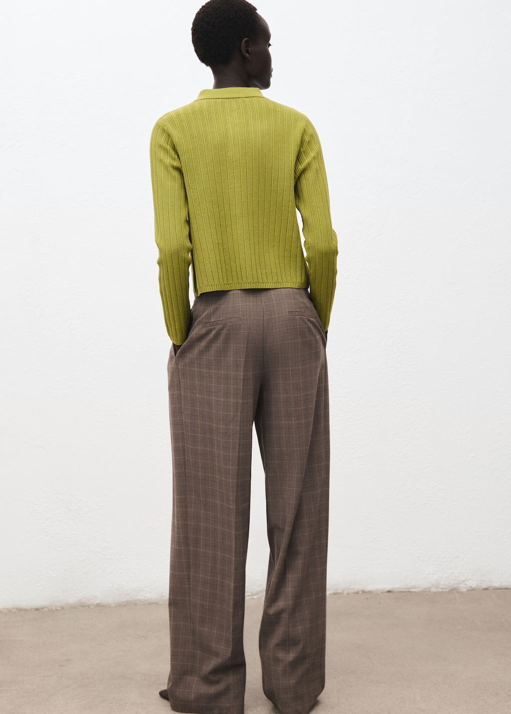 Polo-neck ribbed sweater