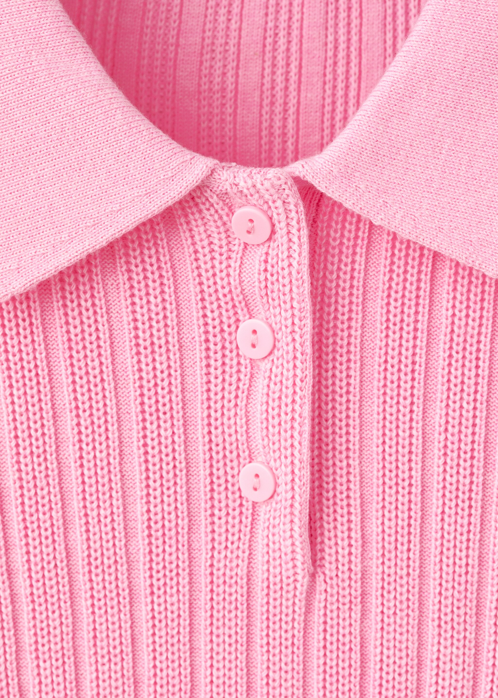 Polo-neck ribbed sweater - Details of the article 8, Pink. Ref: 17005834-00.