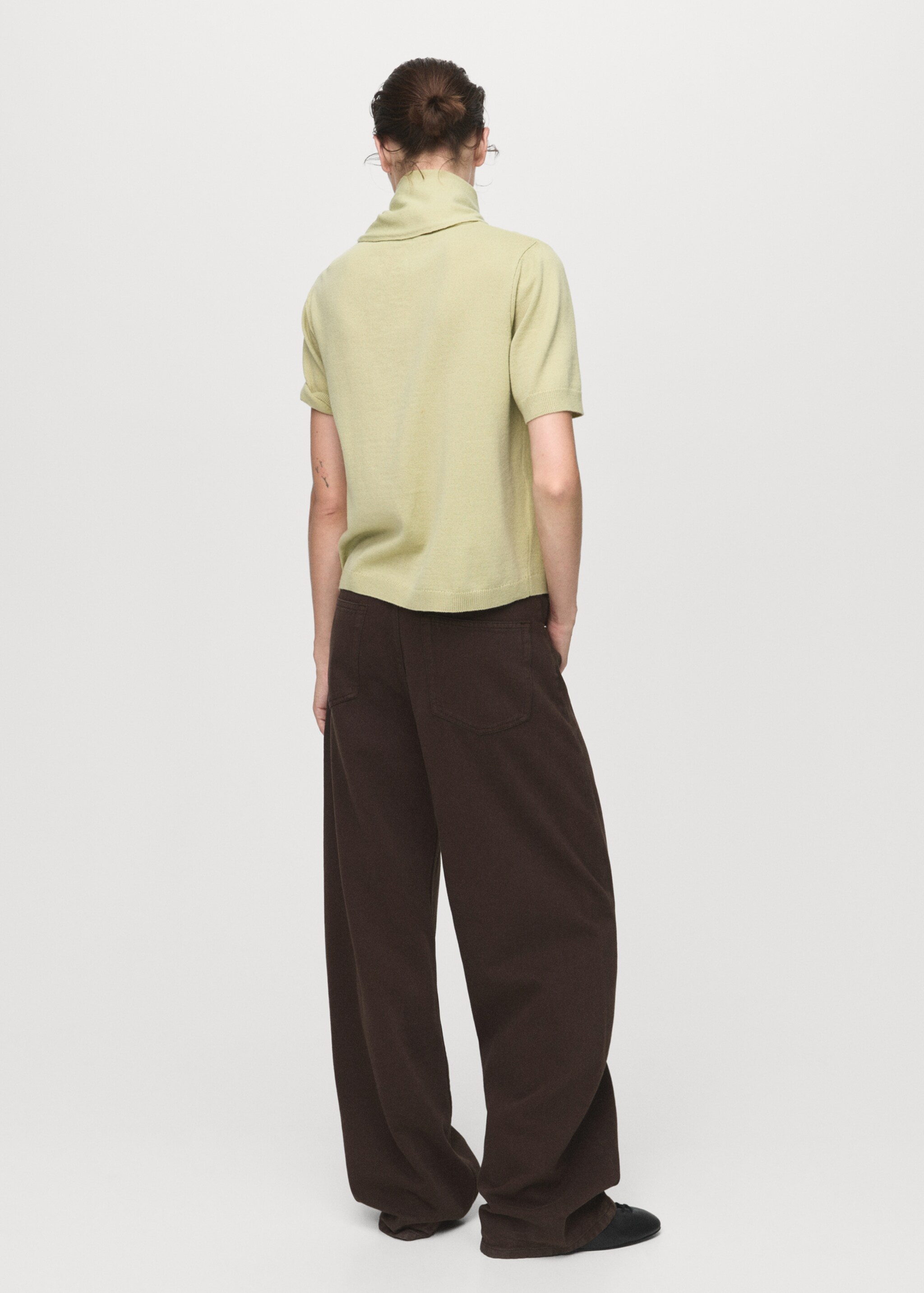 Short sleeve scarf sweater - Reverse of the article, Pastel Green. Ref: 17005836-00.