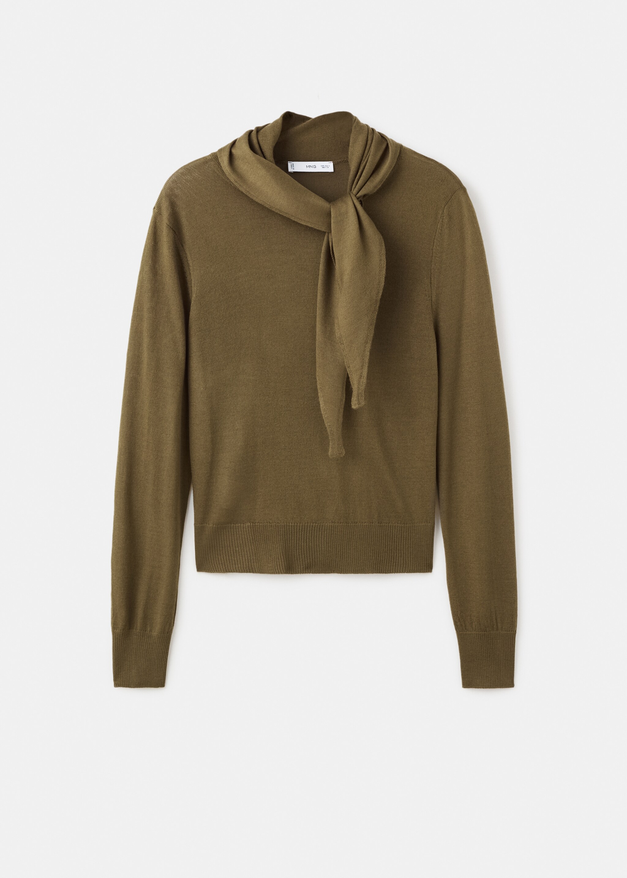 Pull col roulé avec nœud - Article sans modèle, Olive. Ref: 17005837-00.