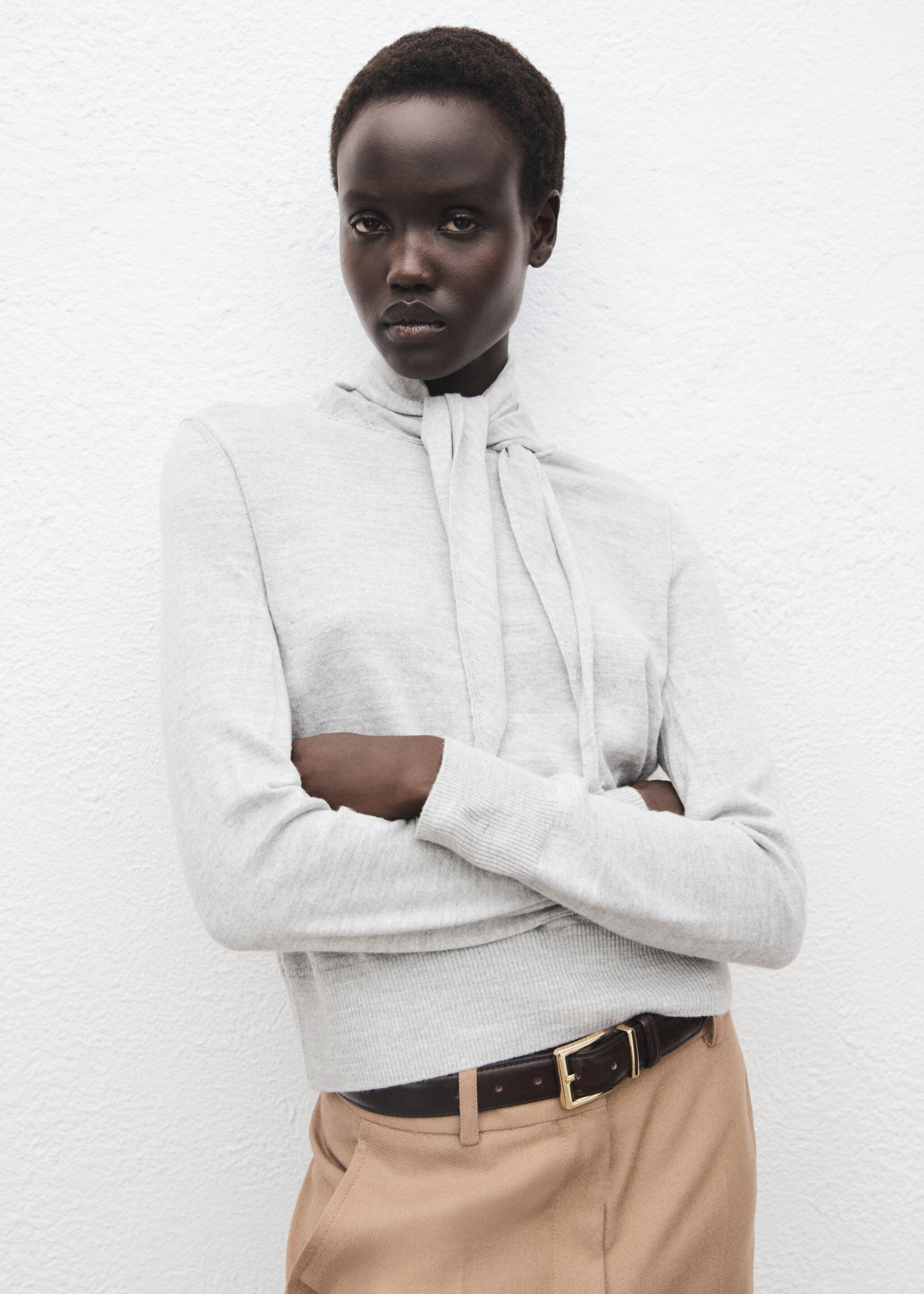 Knotted turtleneck sweater - Medium plane, Grey. Ref: 17005837-00.