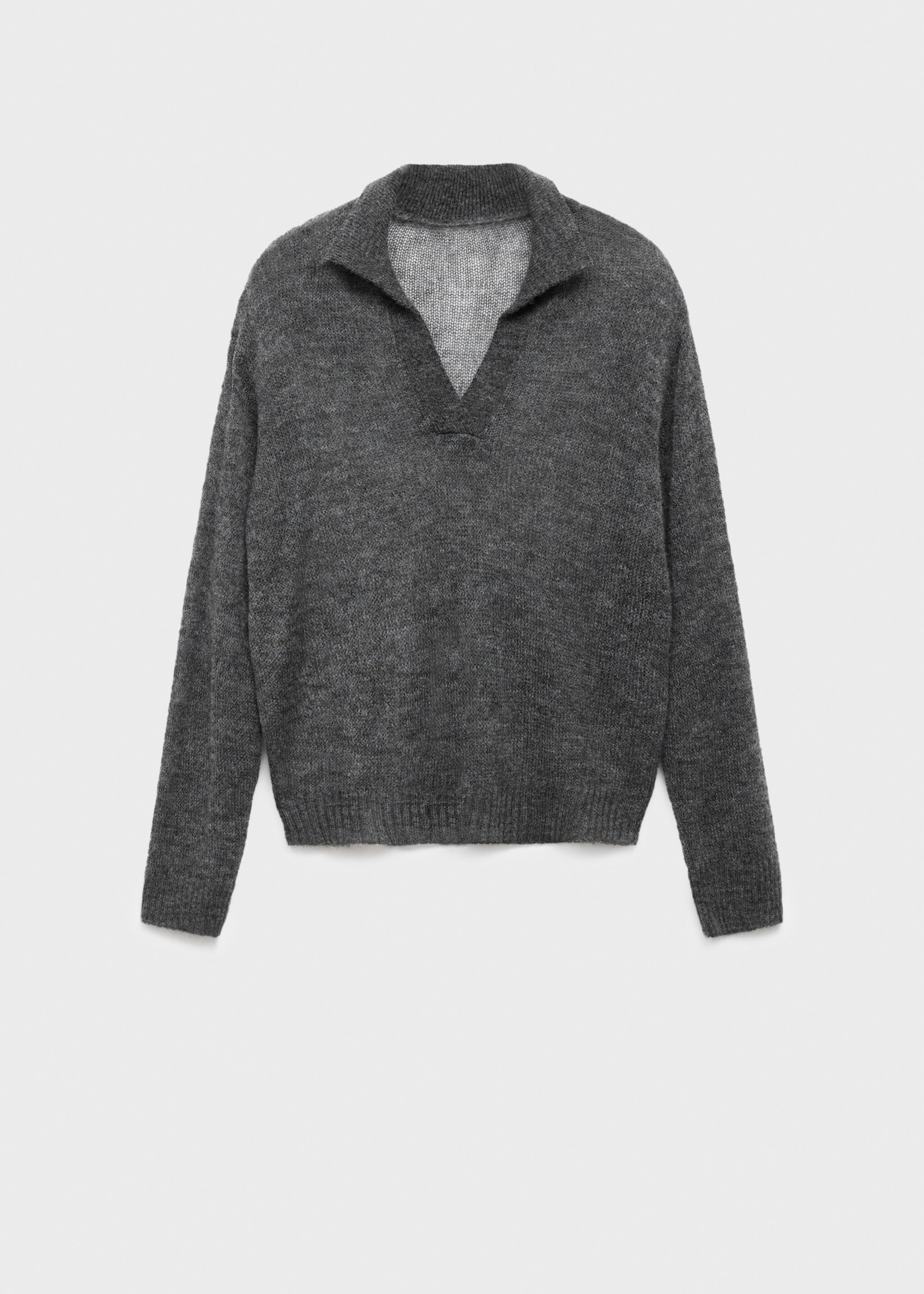 Semi-transparent polo-neck sweater - Article without model, Grey. Ref: 17005838-00.