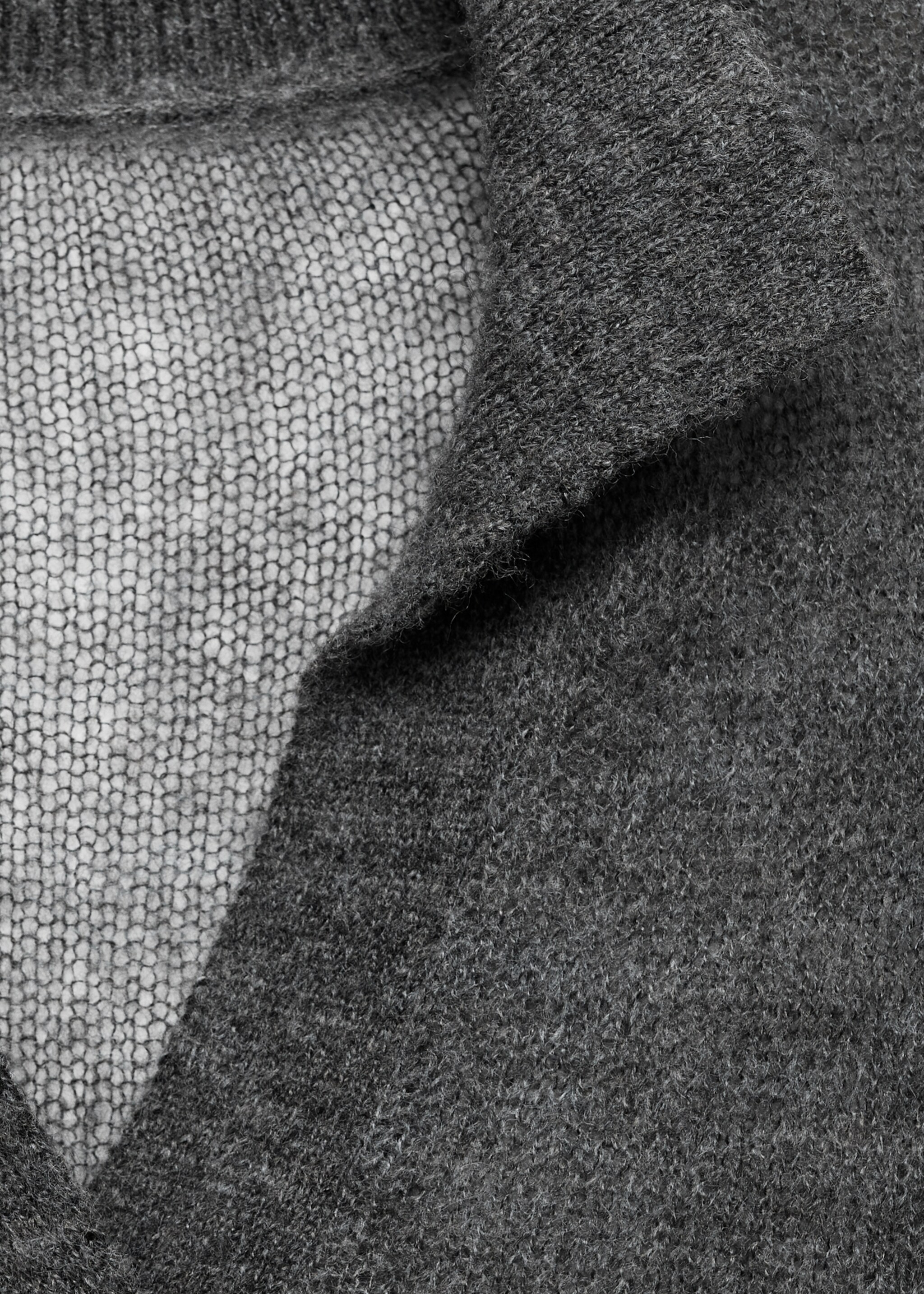 Semi-transparent polo-neck sweater - Details of the article 8, Grey. Ref: 17005838-00.