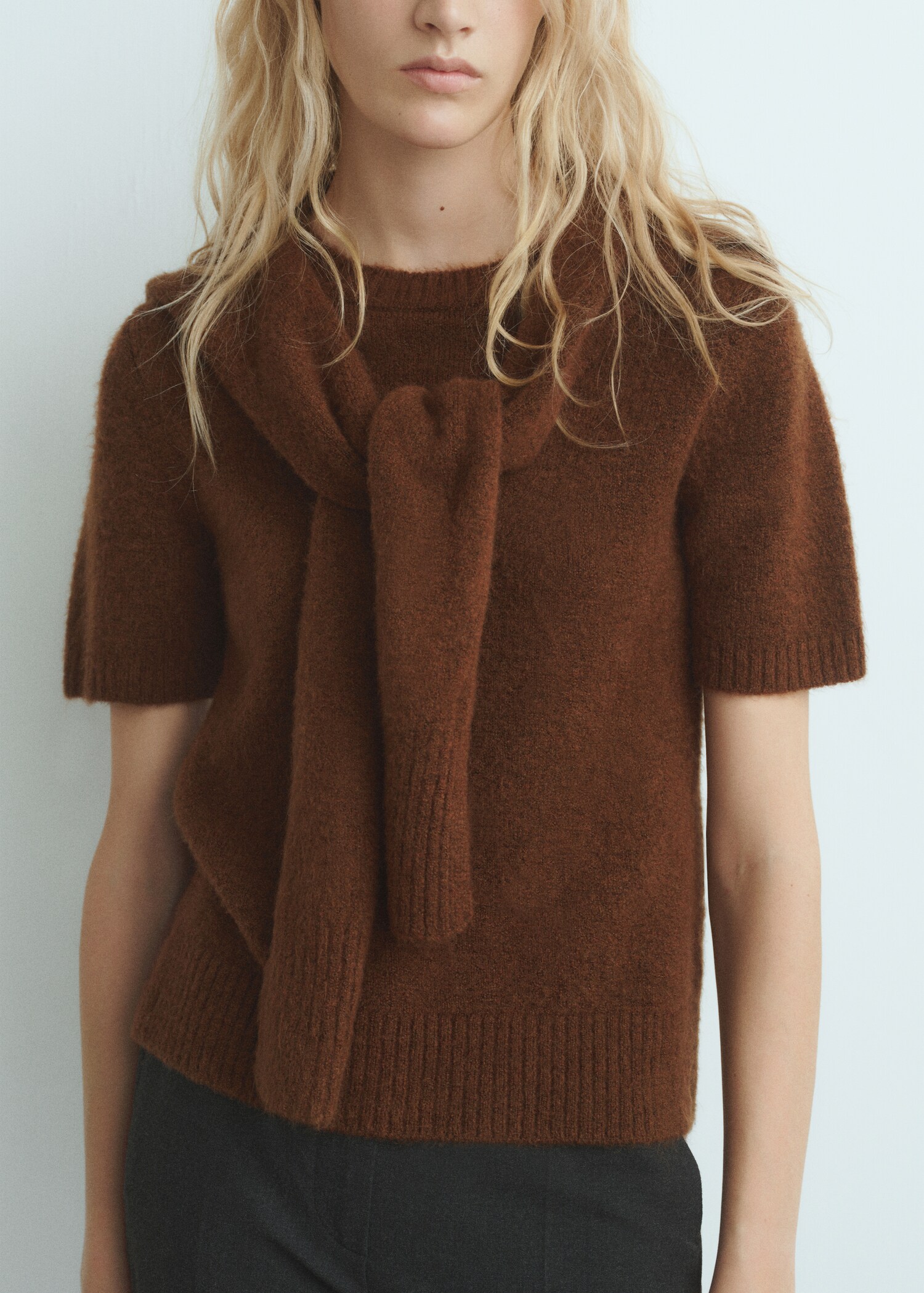 Short-sleeved combined sweater - Medium plane