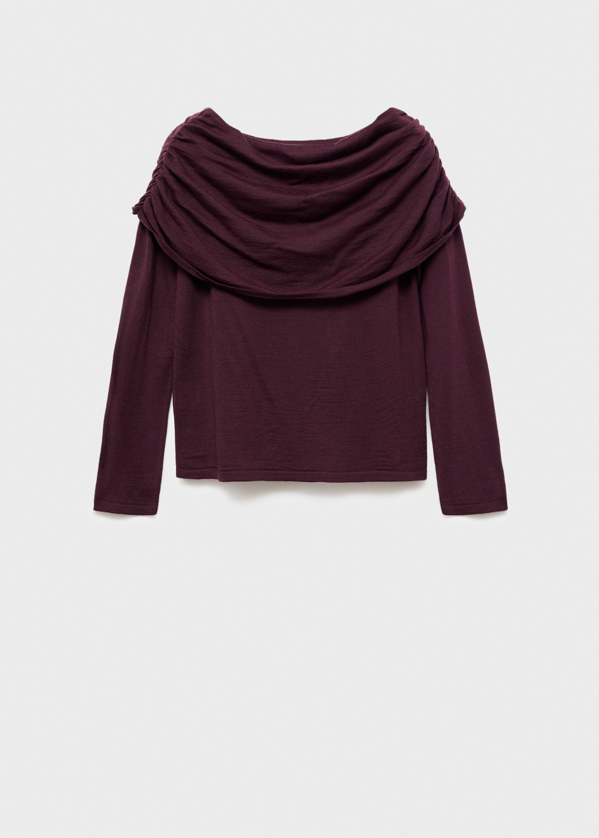 Fitted sweater with draped neckline - Article without model, Wine. Ref: 17005840-00.