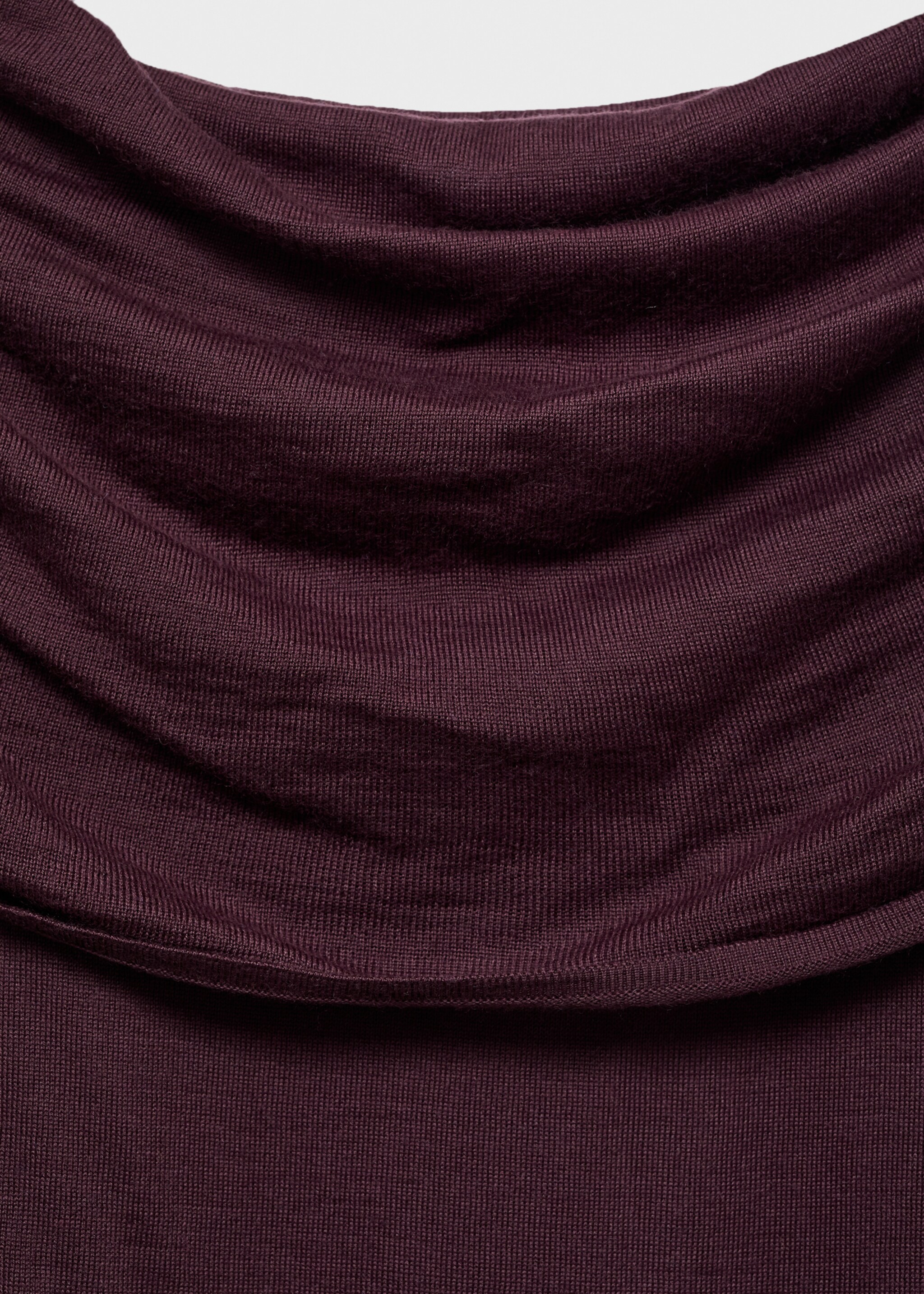 Fitted sweater with draped neckline - Details of the article 8, Wine. Ref: 17005840-00.