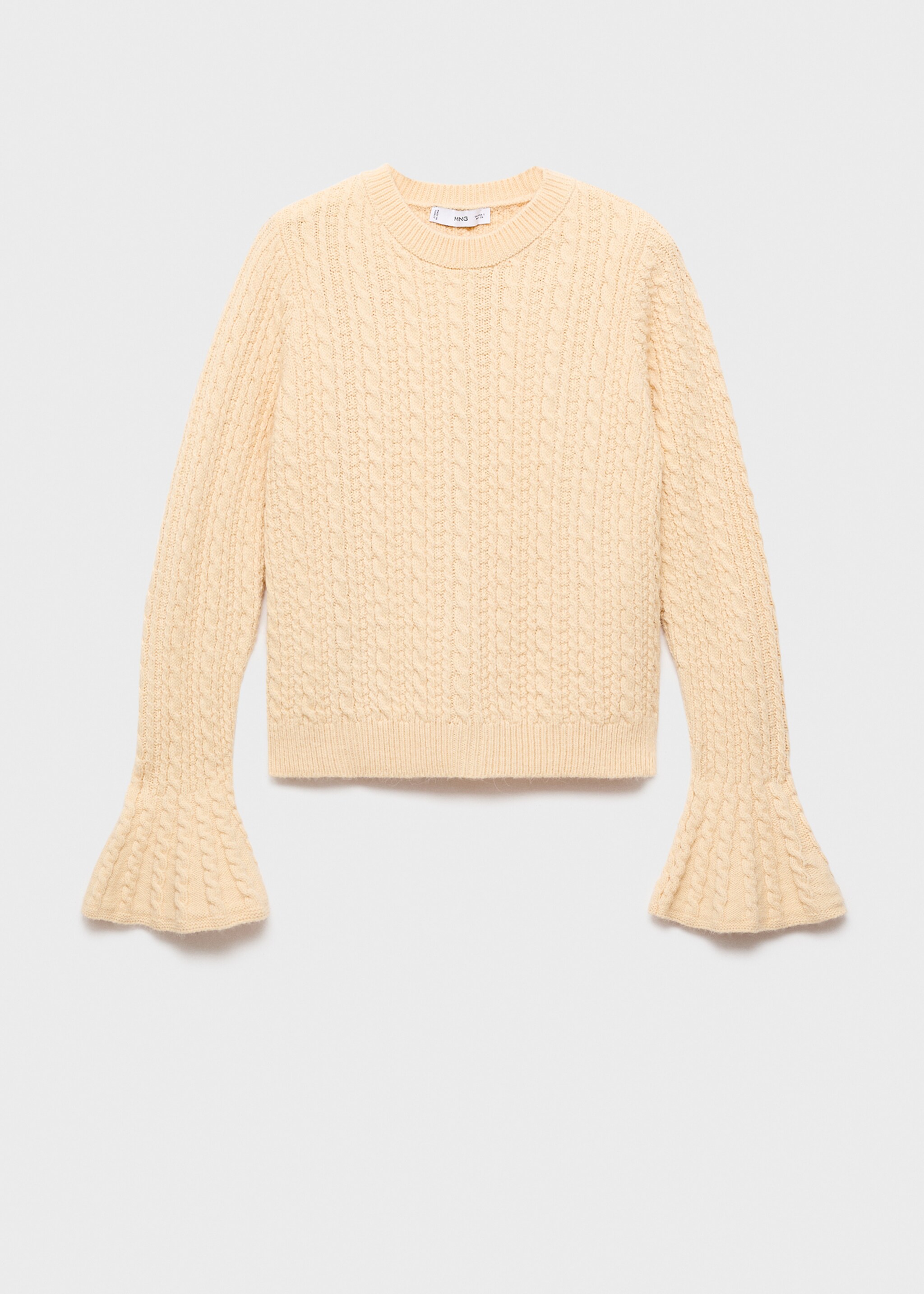 Cable-knit sweater with flared sleeves - Article without model, Pastel Yellow. Ref: 17005843-00.