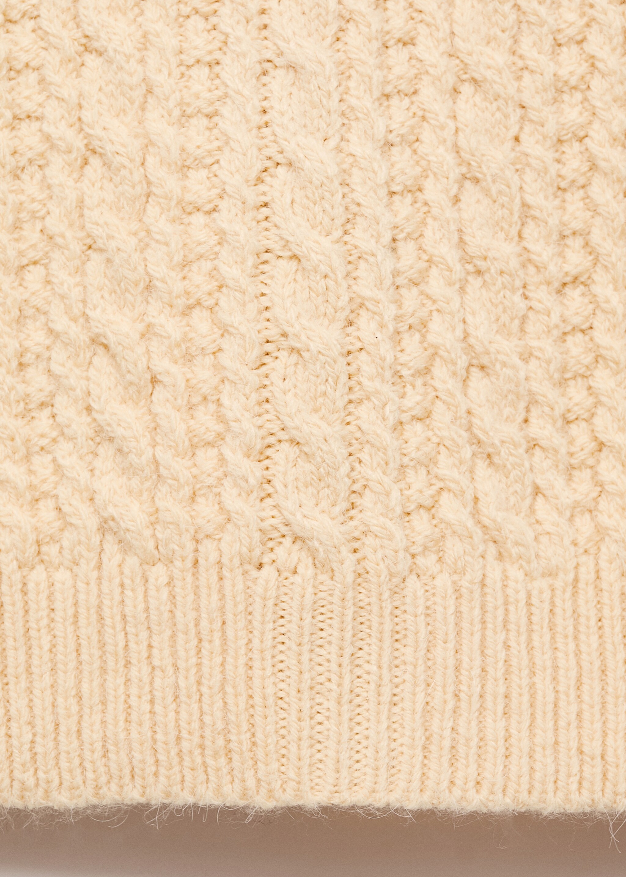 Cable-knit sweater with flared sleeves - Details of the article 0, Pastel Yellow. Ref: 17005843-00.
