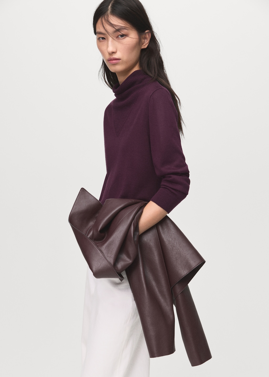 Mango Knitted sweater with draped neck