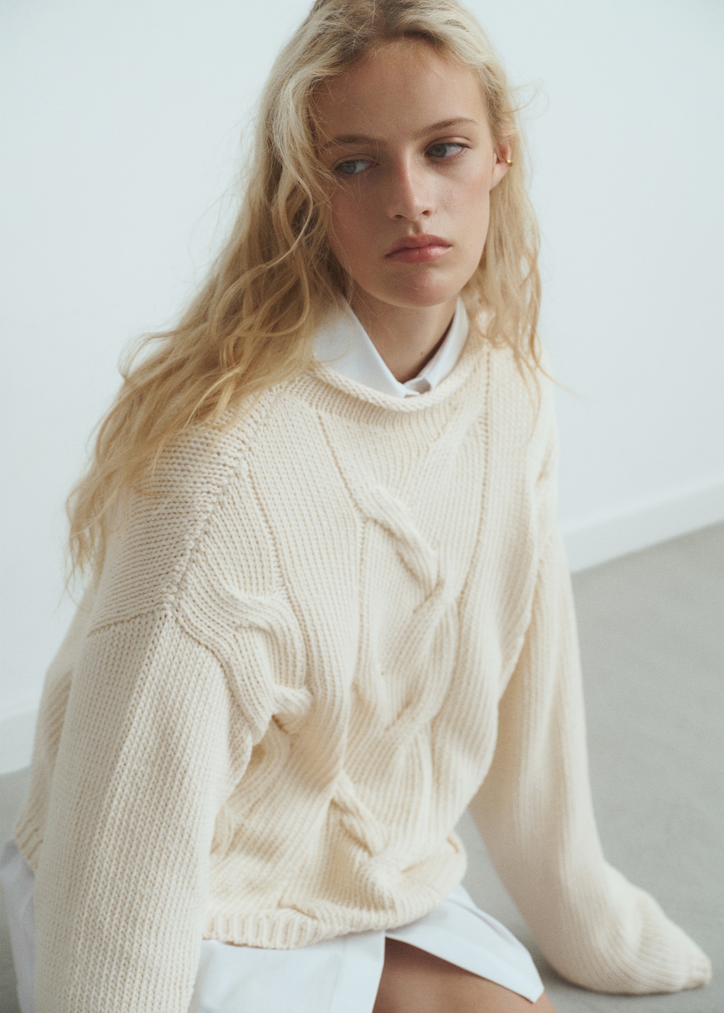 Oversized cable-knit sweater