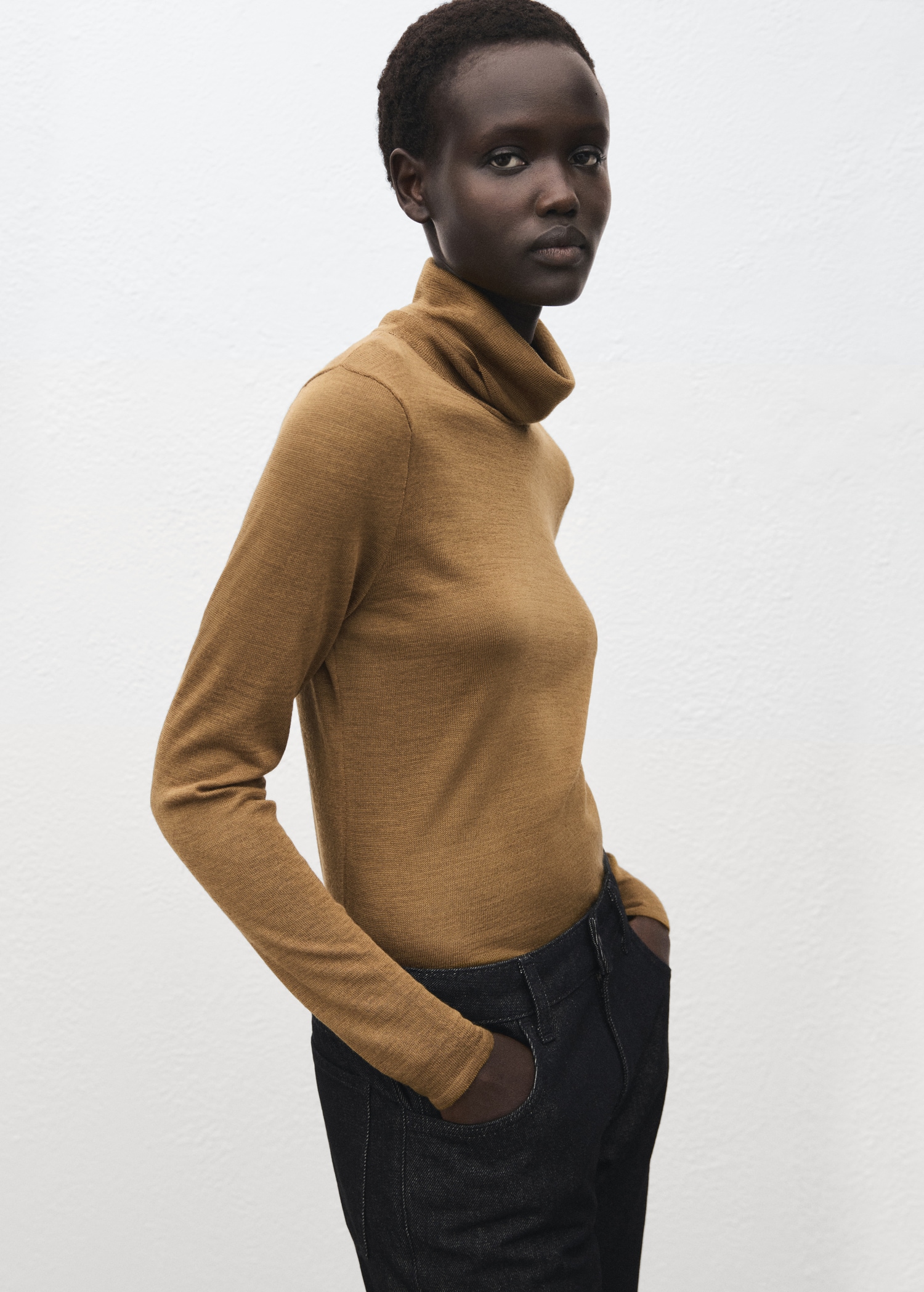 Wool-blend turtleneck sweater