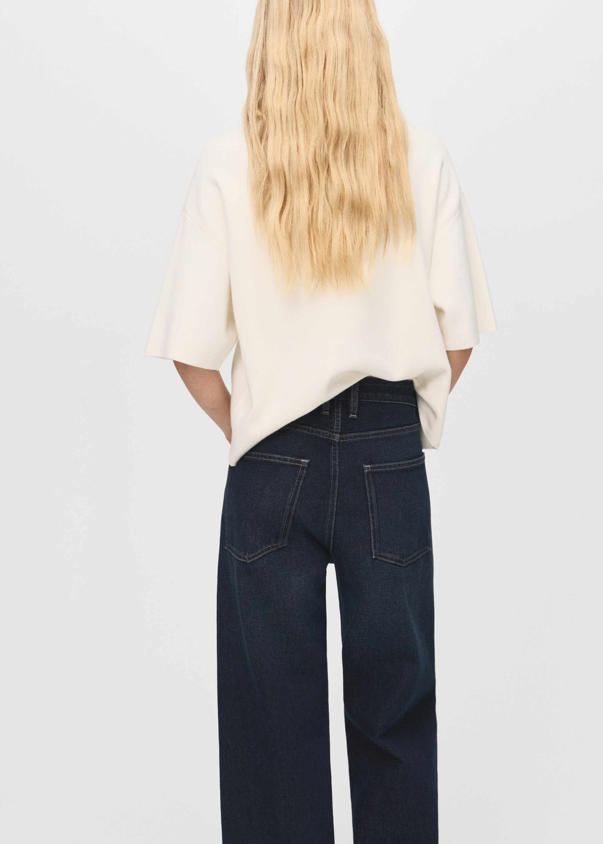 Short-sleeved turtleneck sweater - Reverse of the article, Ecru. Ref: 17005852-00.