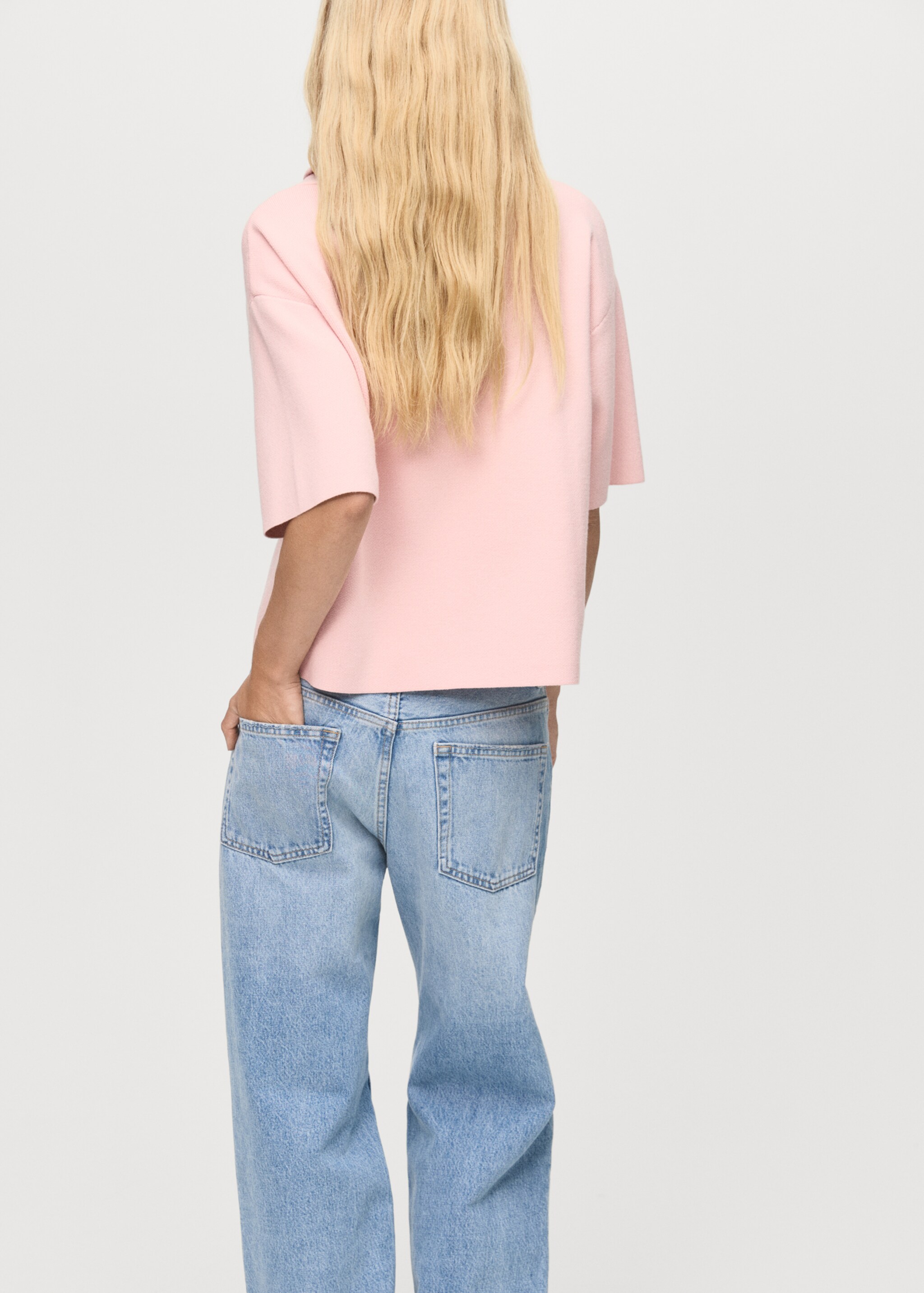 Short-sleeved turtleneck sweater - Reverse of the article, Pink. Ref: 17005852-00.