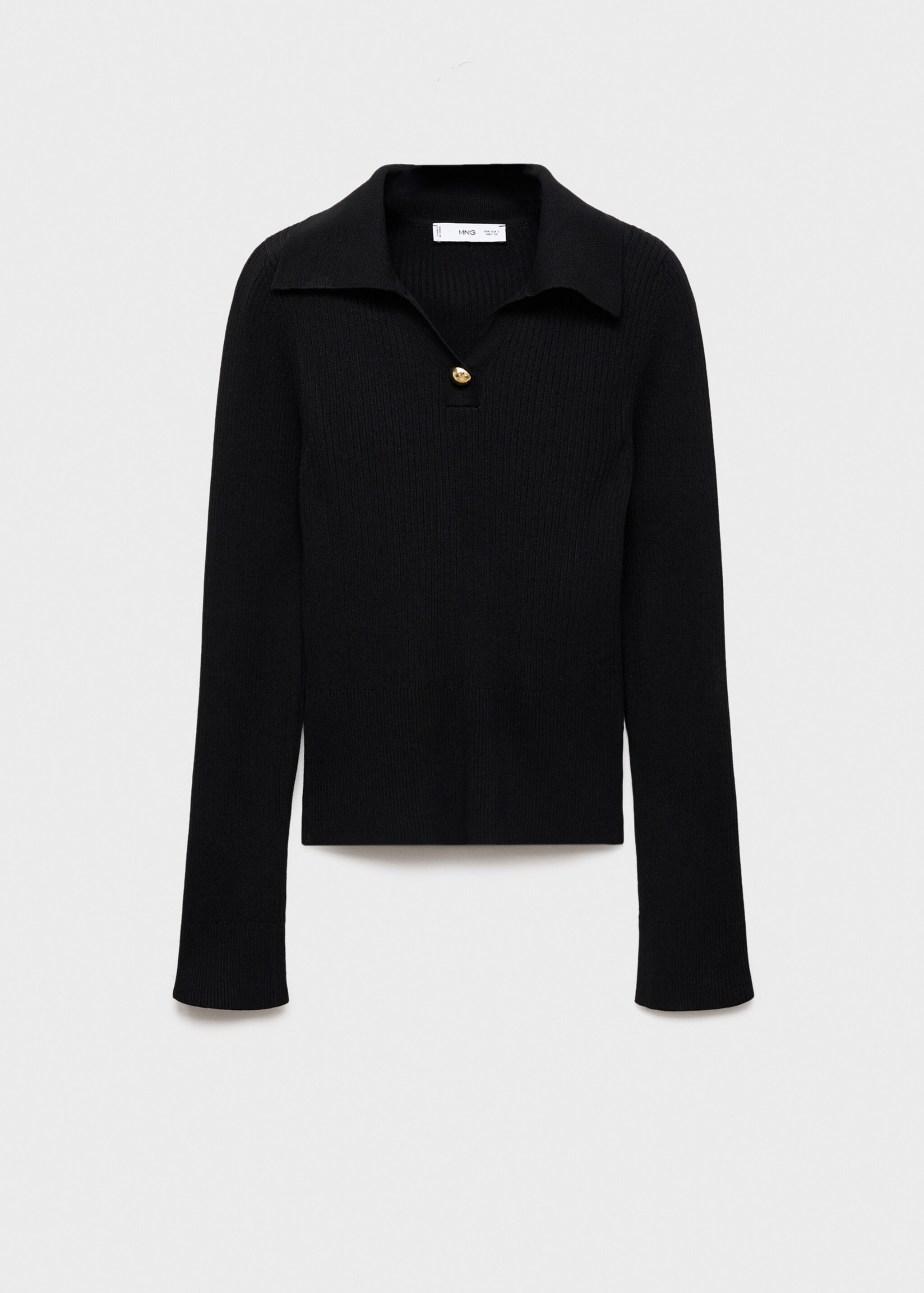 Ribbed sweater with jewel button - Article without model, Black. Ref: 17005853-00.