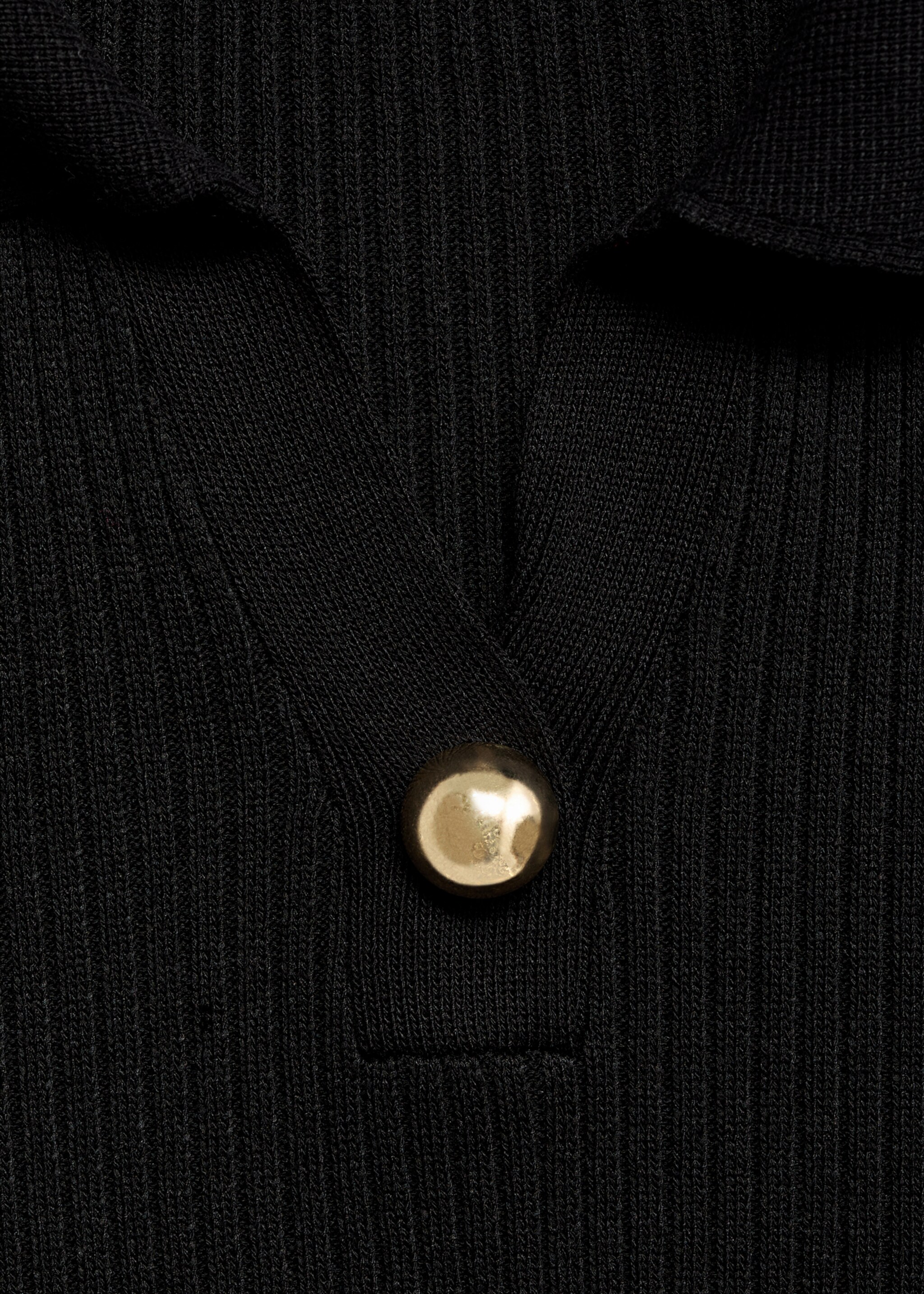 Ribbed sweater with jewel button - Details of the article 0, Black. Ref: 17005853-00.