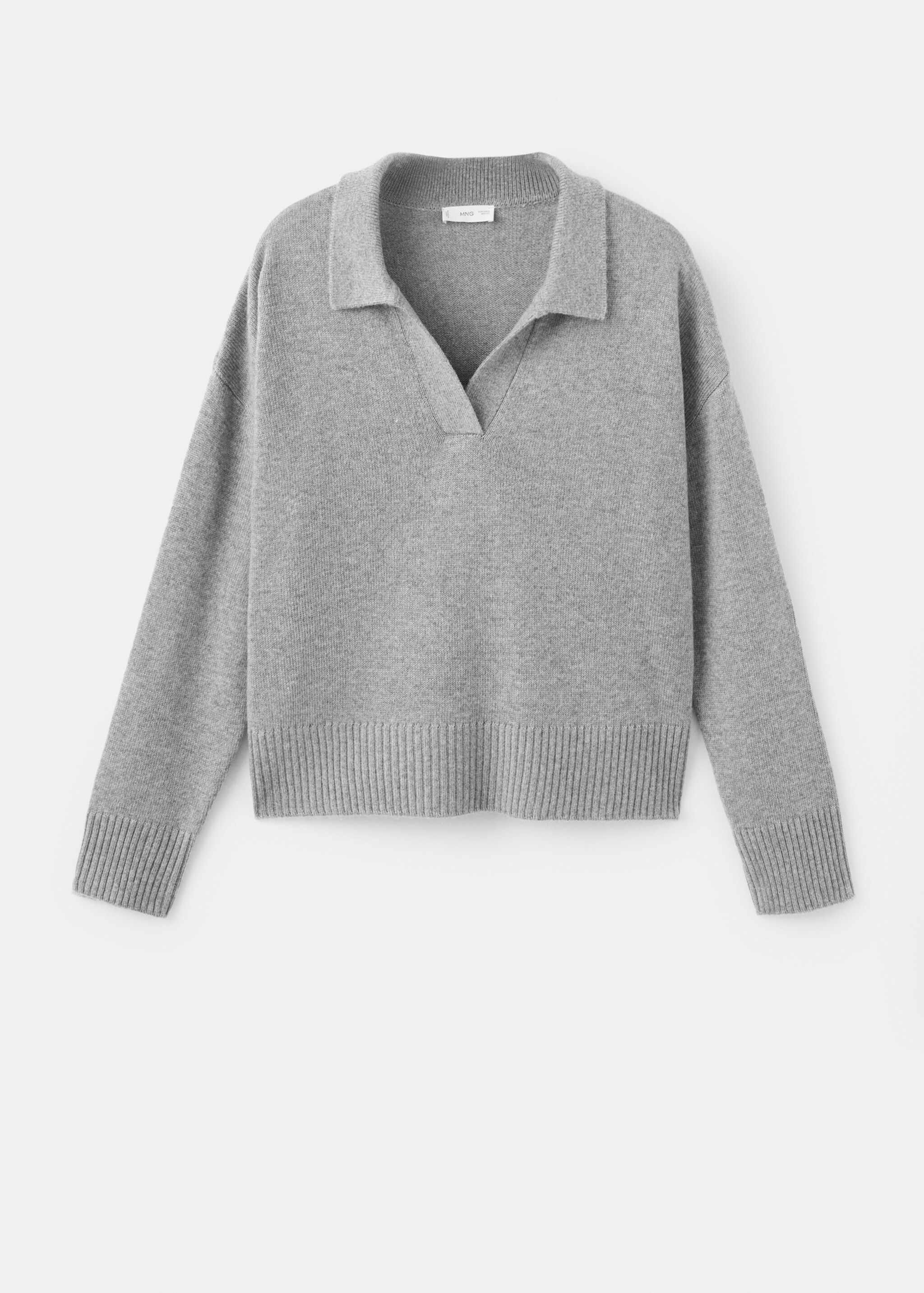 Knitted polo-neck sweater - Article without model, Light Heather Grey. Ref: 17005856-00.