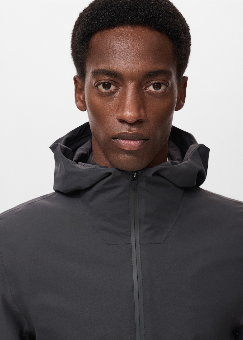 Water-repellent hooded jacket