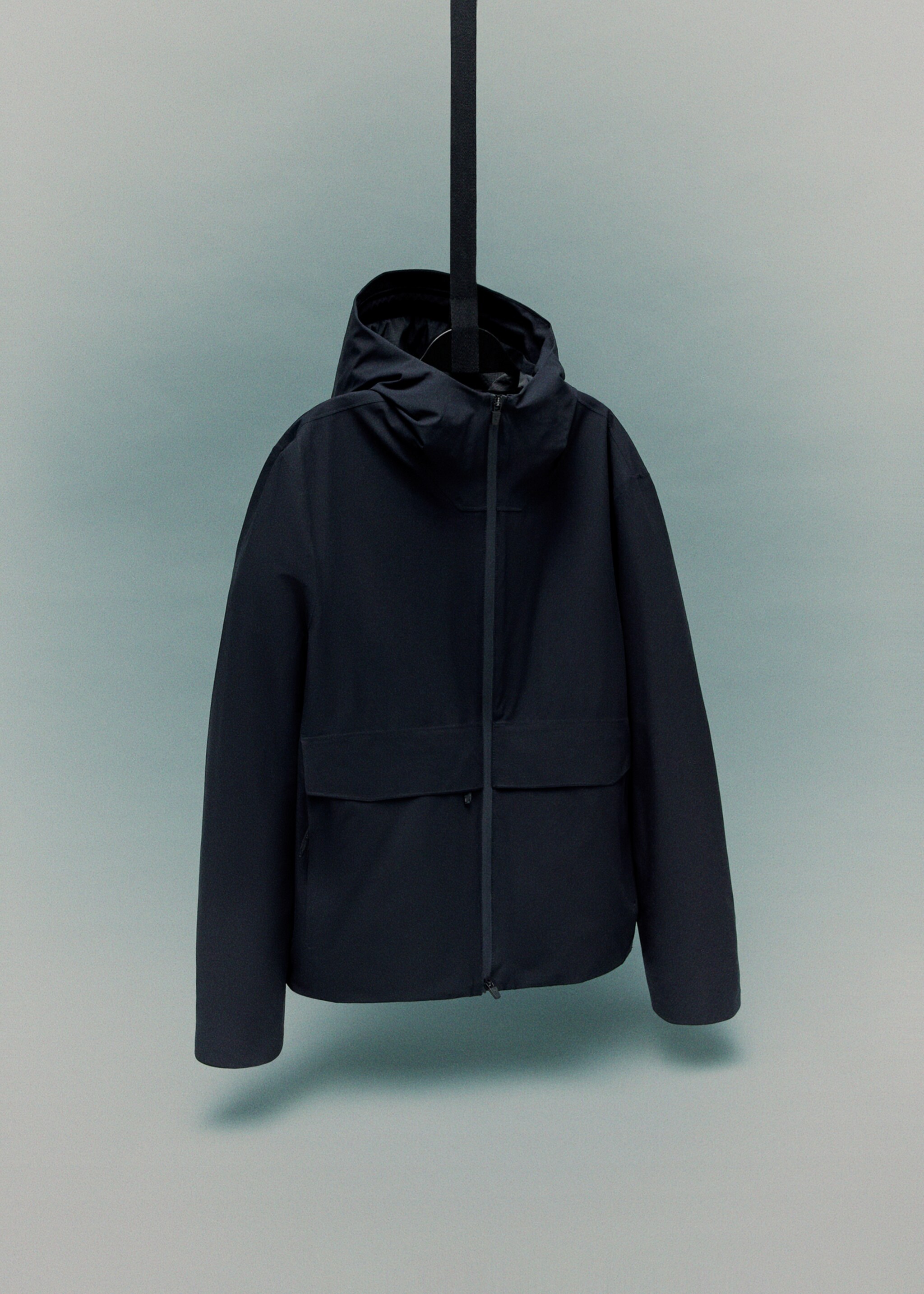 Water-repellent hooded jacket - Details of the article 9, Navy. Ref: 17005971-00.