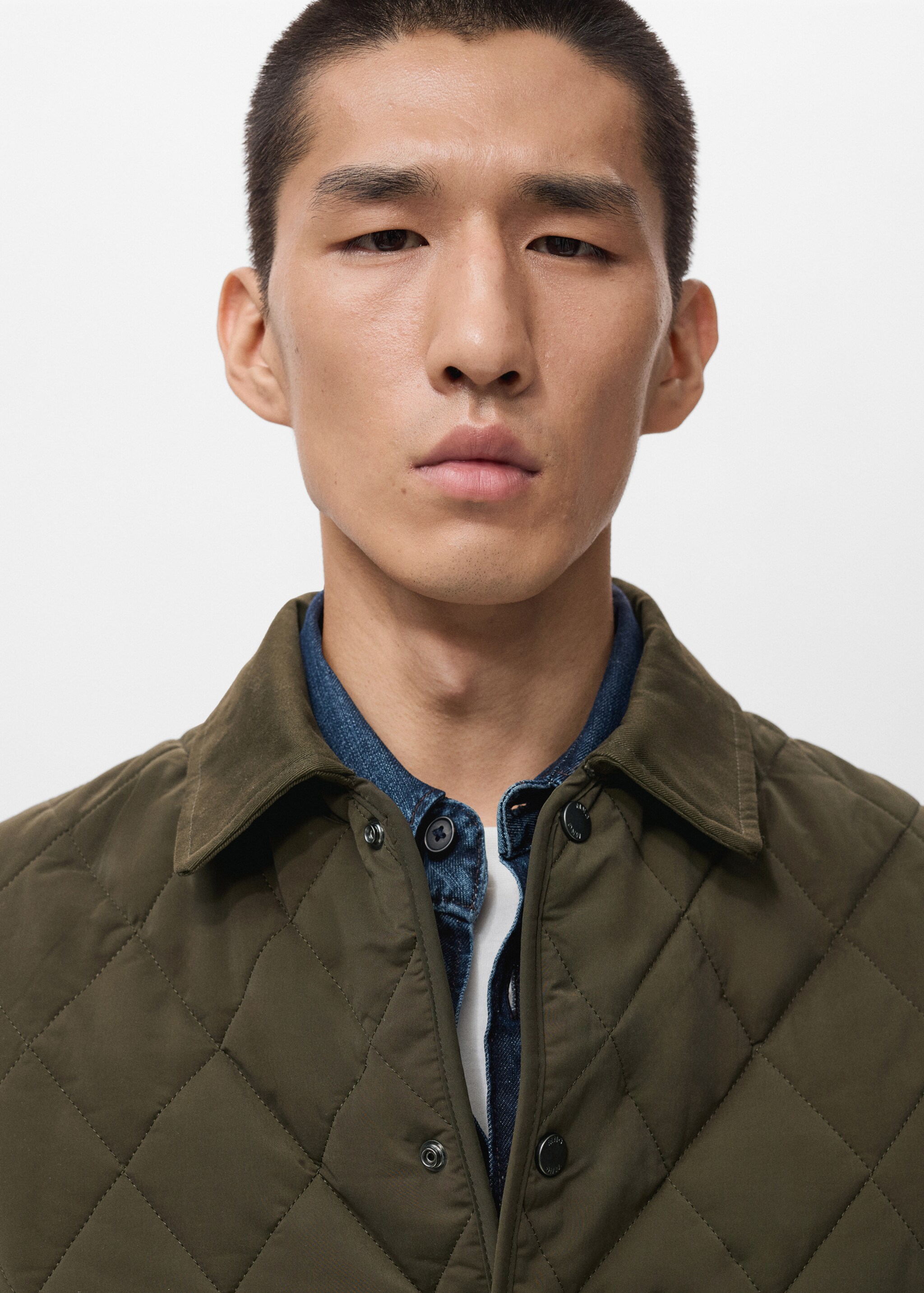 Quilted water repellent jacket - Details of the article 1, Olive Green. Ref: 17005972-00.