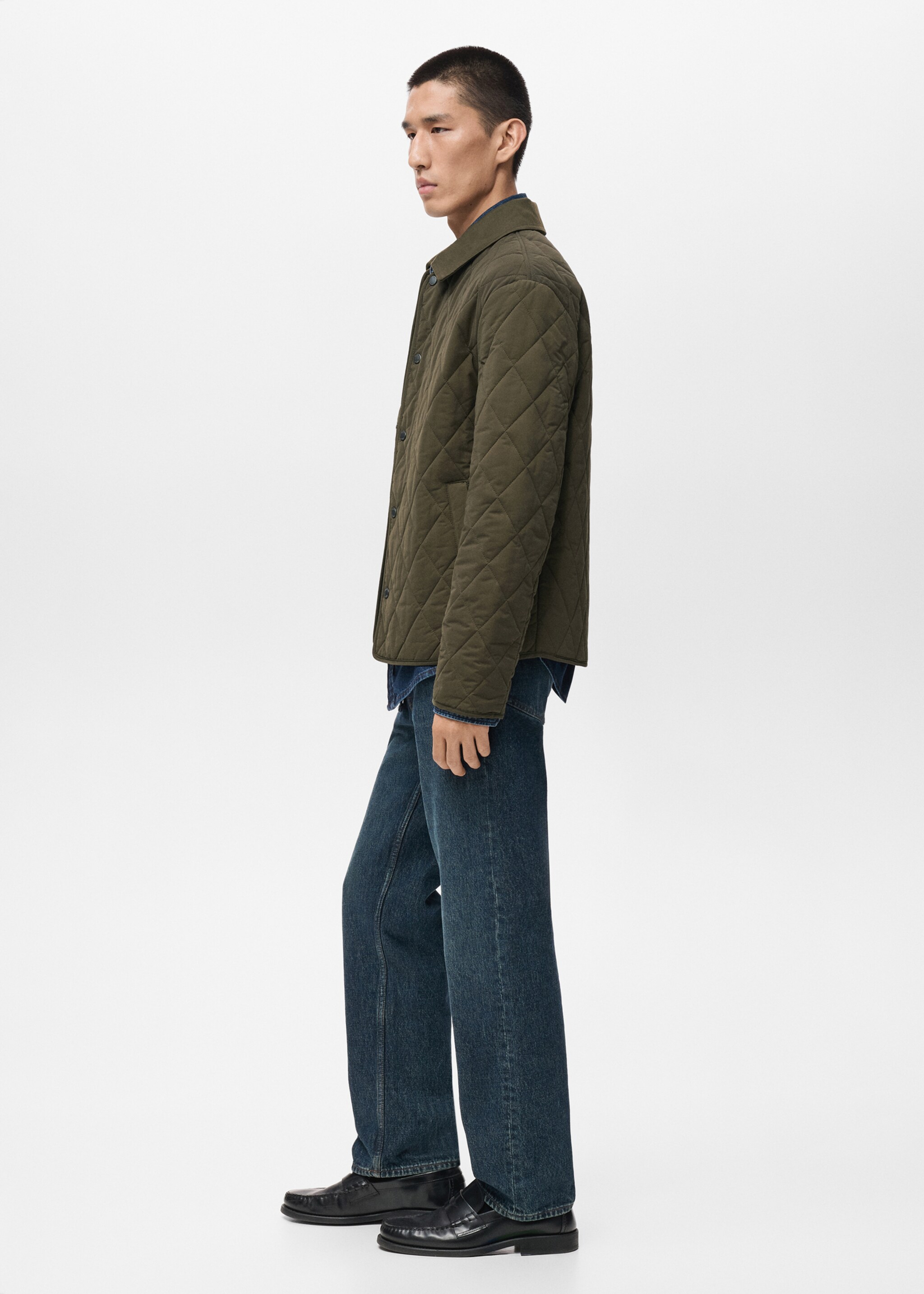 Quilted water repellent jacket - Details of the article 2, Olive Green. Ref: 17005972-00.