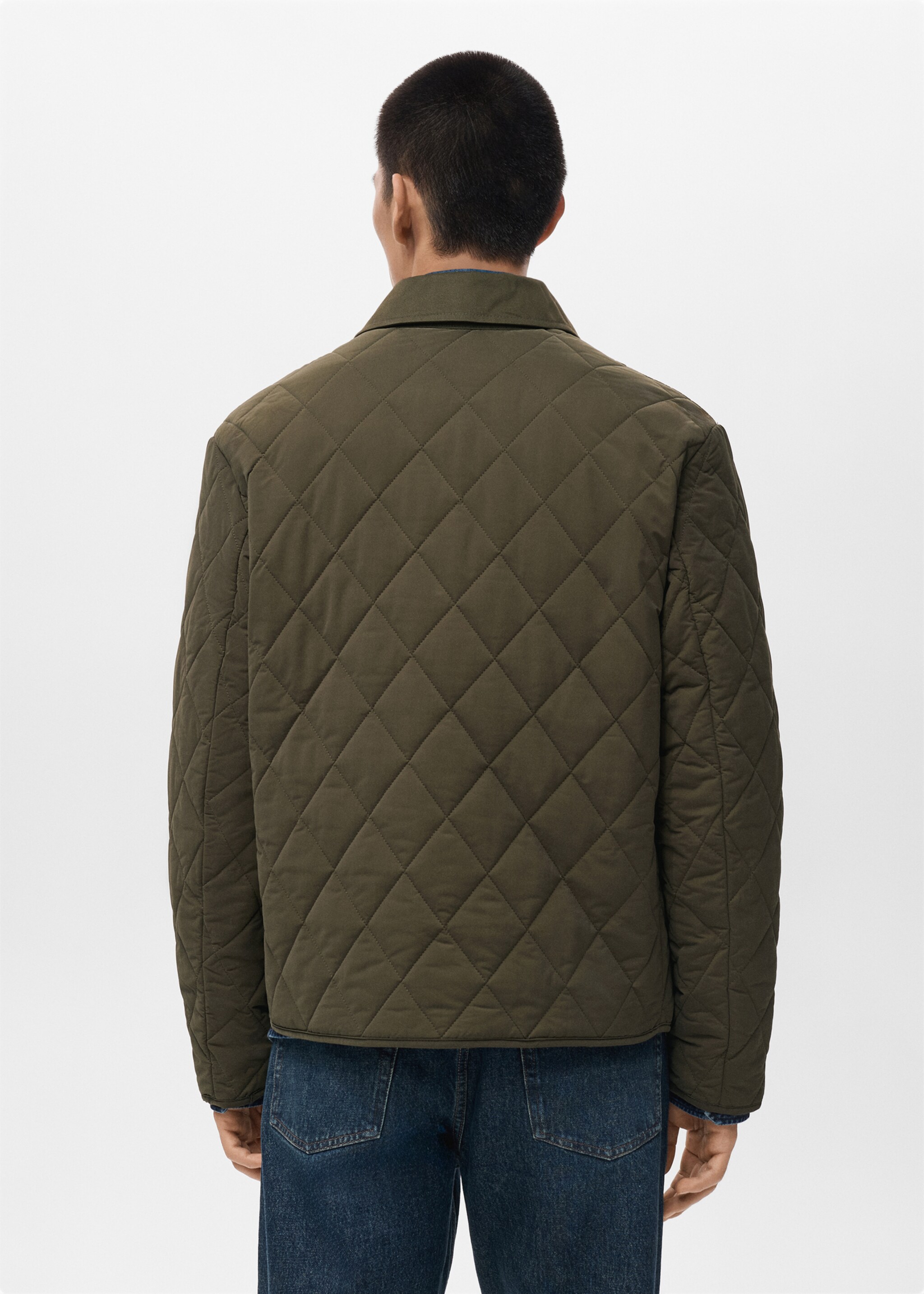 Quilted water repellent jacket - Reverse of the article, Olive Green. Ref: 17005972-00.