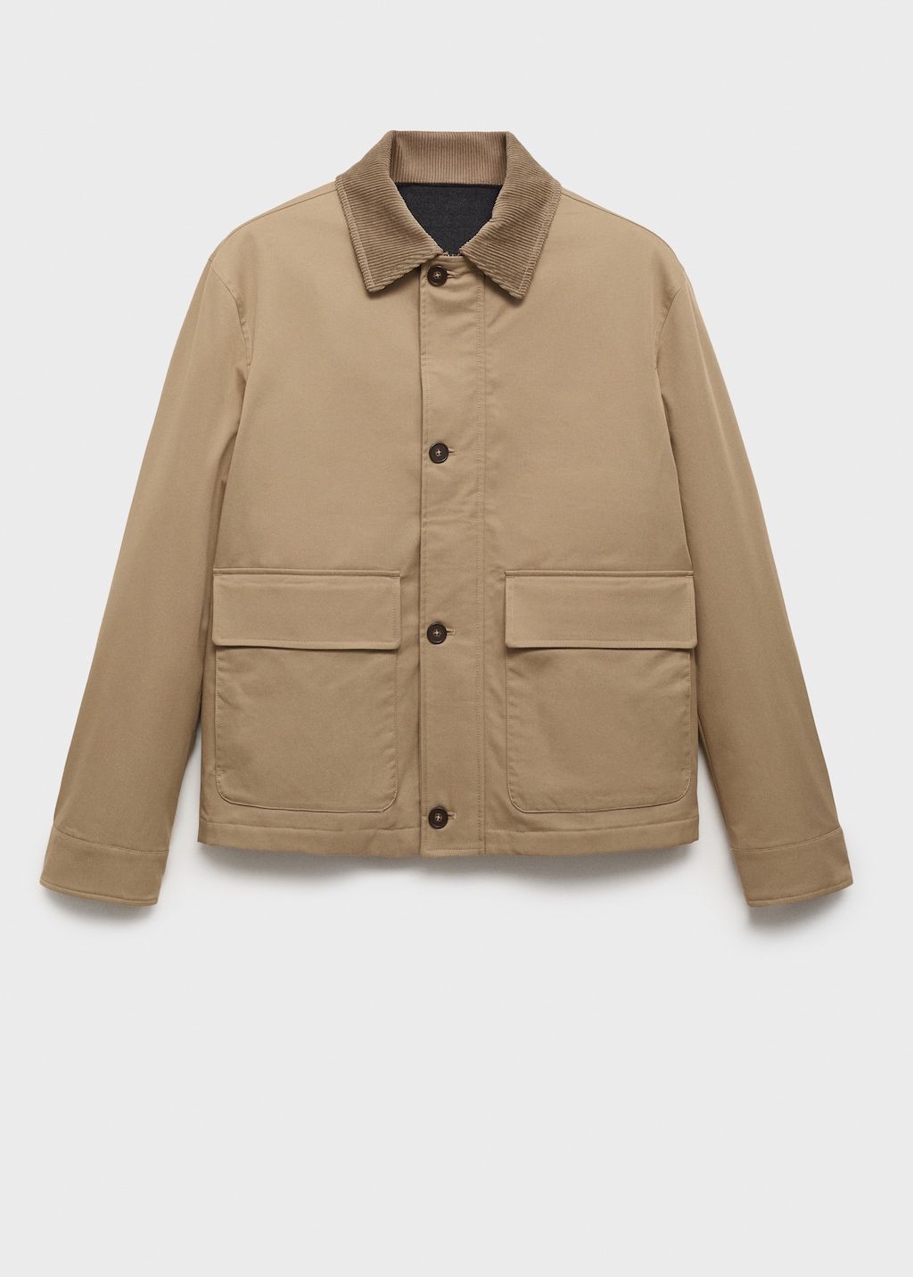 Water-repellent jacket with corduroy collar