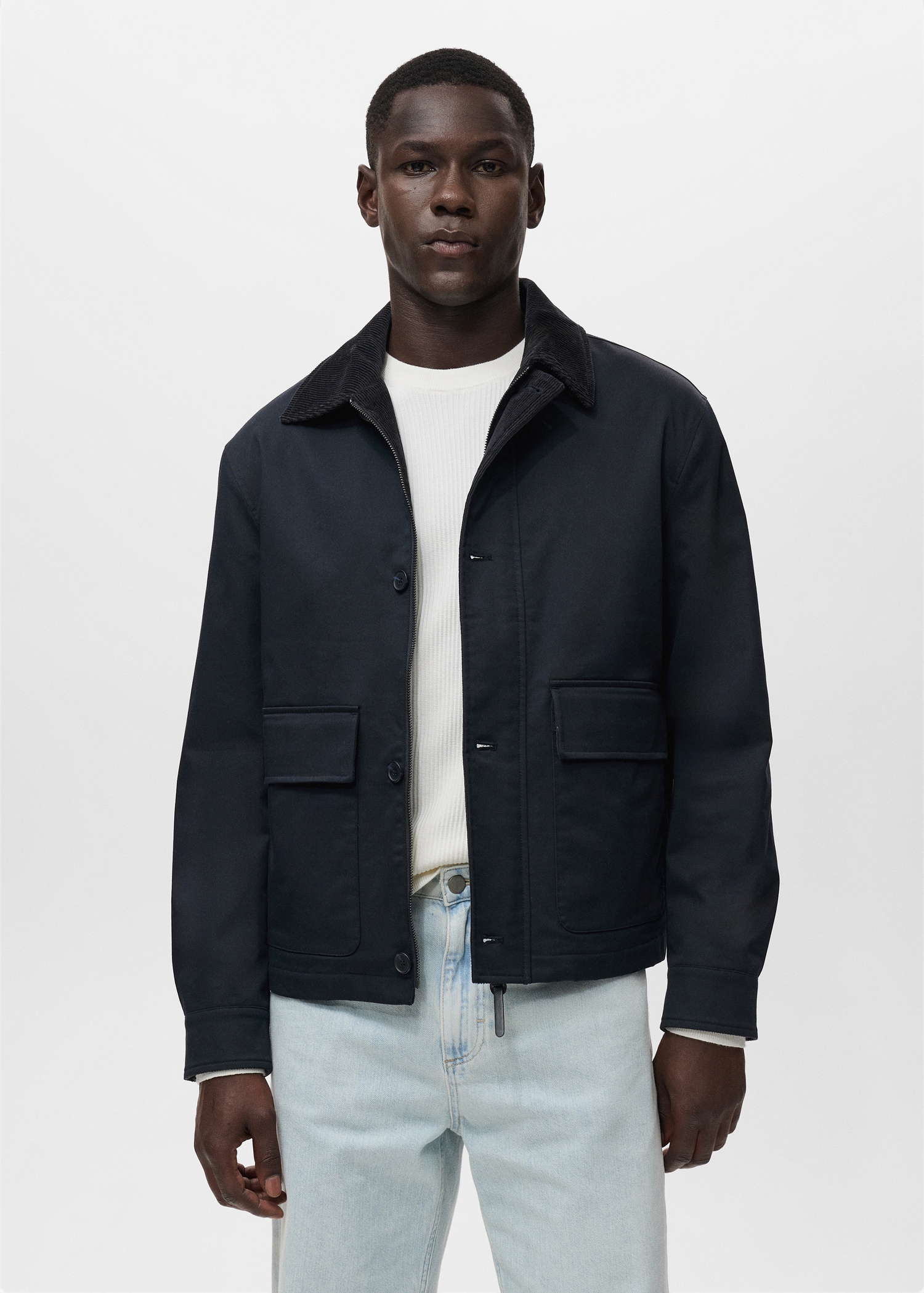 Chaqueta water repellent cuello pana Hombre MANGO Colombia