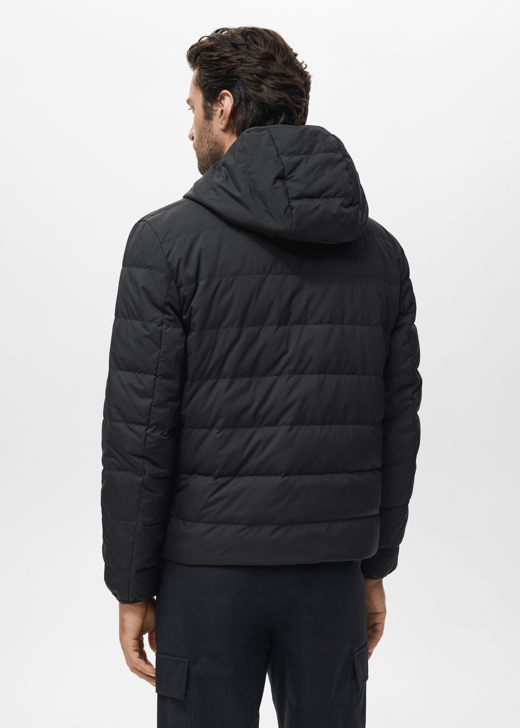 Quilted jacket with down and feather filling - Reverse of the article, Black. Ref: 17005974-00.