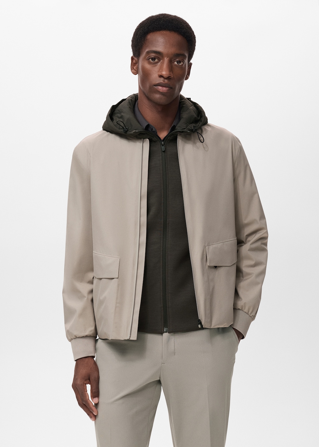 Packable water-repellent bomber jacket