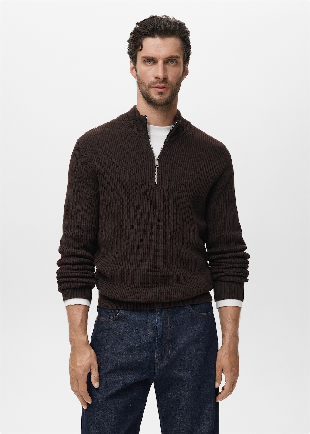 100% cotton perkins-neck sweater