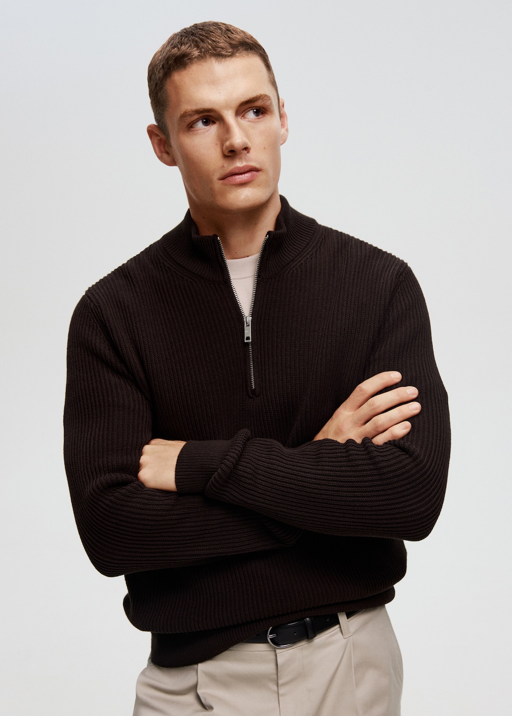 100% cotton perkins-neck sweater