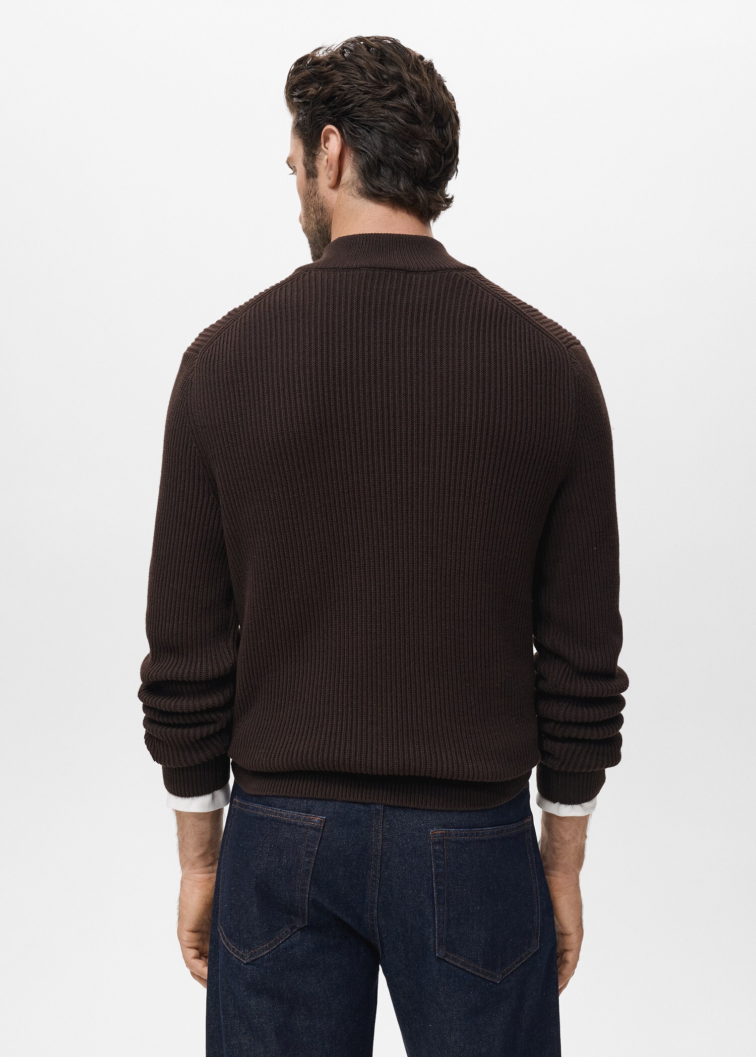 100% cotton perkins-neck sweater - Reverse of the article