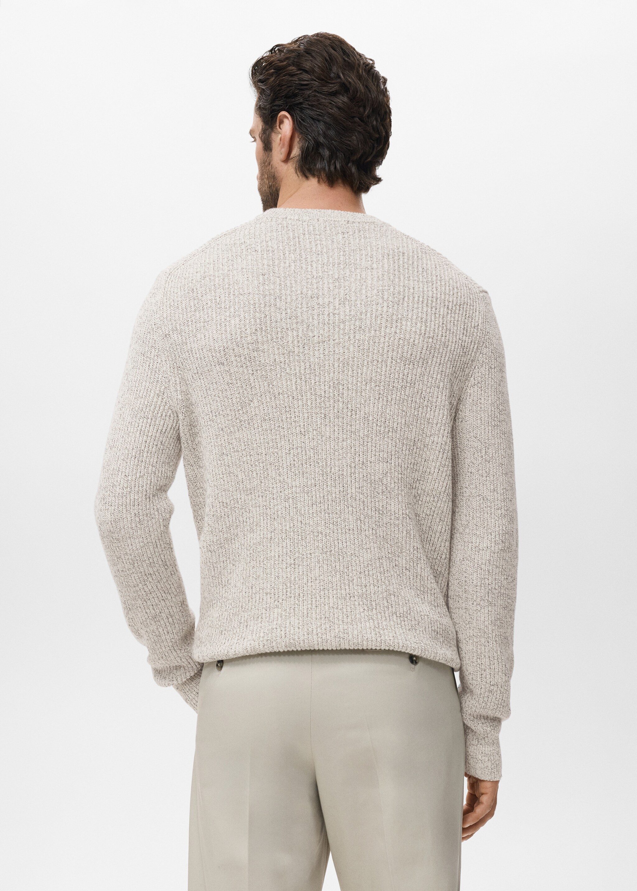 Pull-over 100 % coton maille - Verso de l’article, Blanc cassé. Ref: 17005978-00.