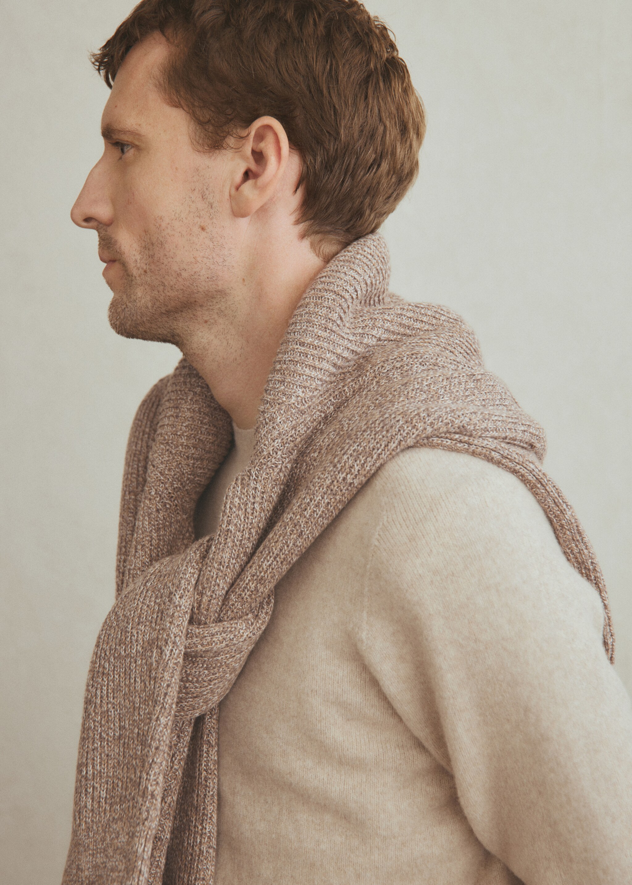 100% cotton specked jersey - Details of the article 3, Beige. Ref: 17005978-00.