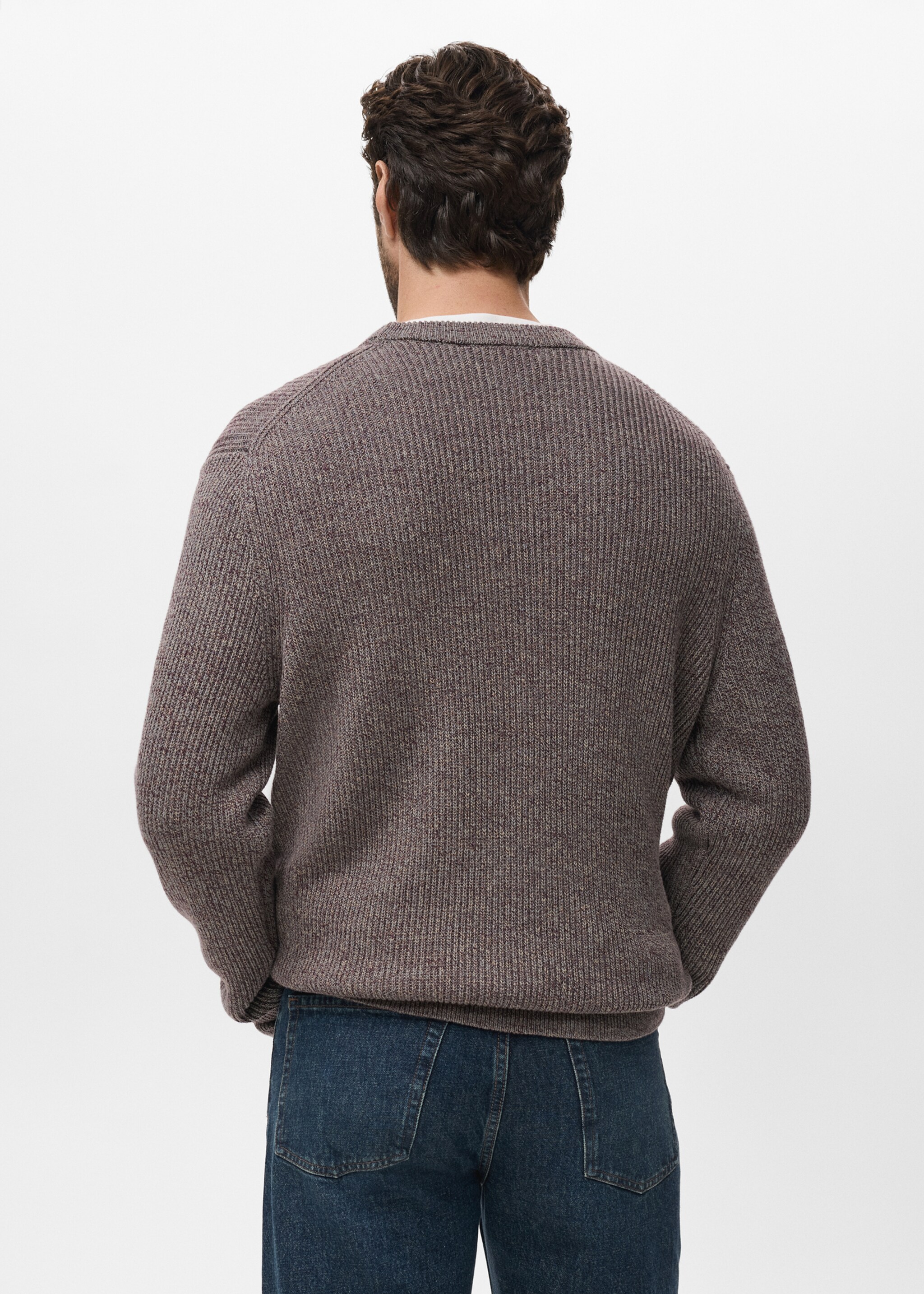 Pull-over 100 % coton maille - Verso de l’article, Lie de vin. Ref: 17005978-00.