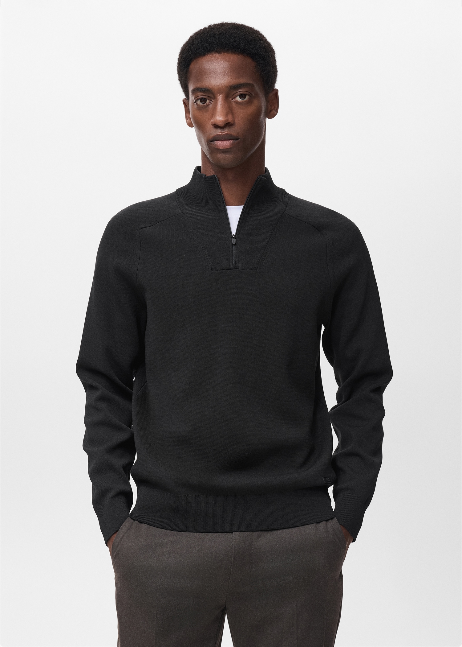 Breathable zip-neck sweater