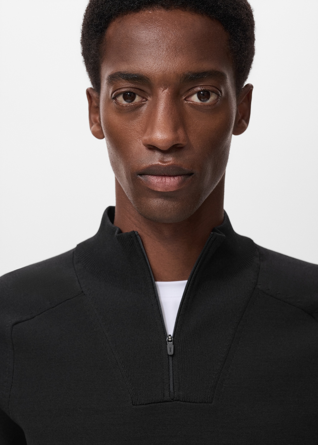 Breathable zip-neck sweater