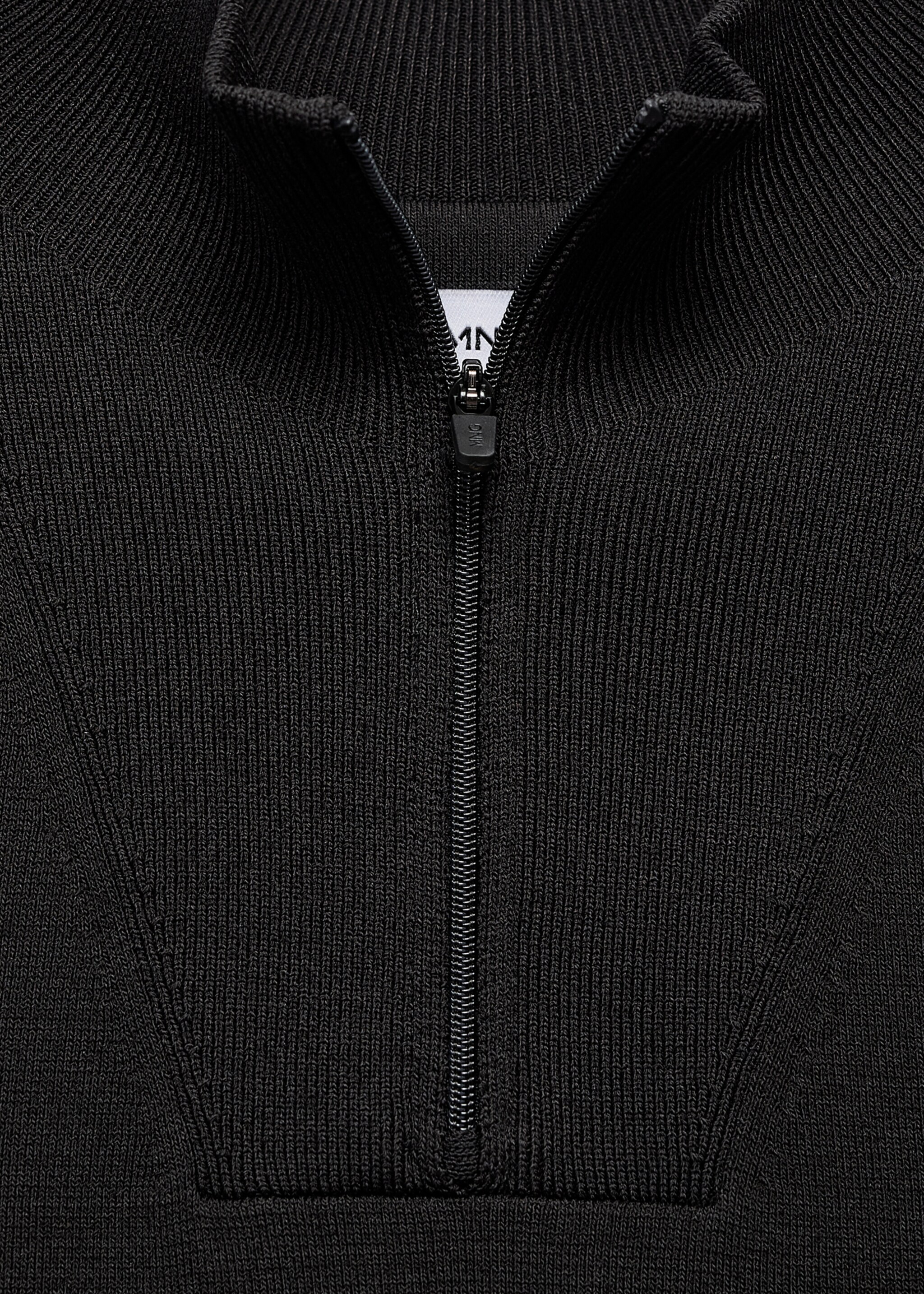 Breathable zip-neck sweater - Details of the article 8, Black. Ref: 17005979-00.