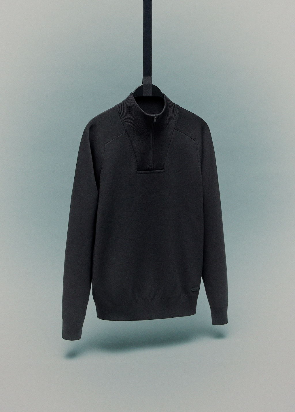 Breathable zip-neck sweater
