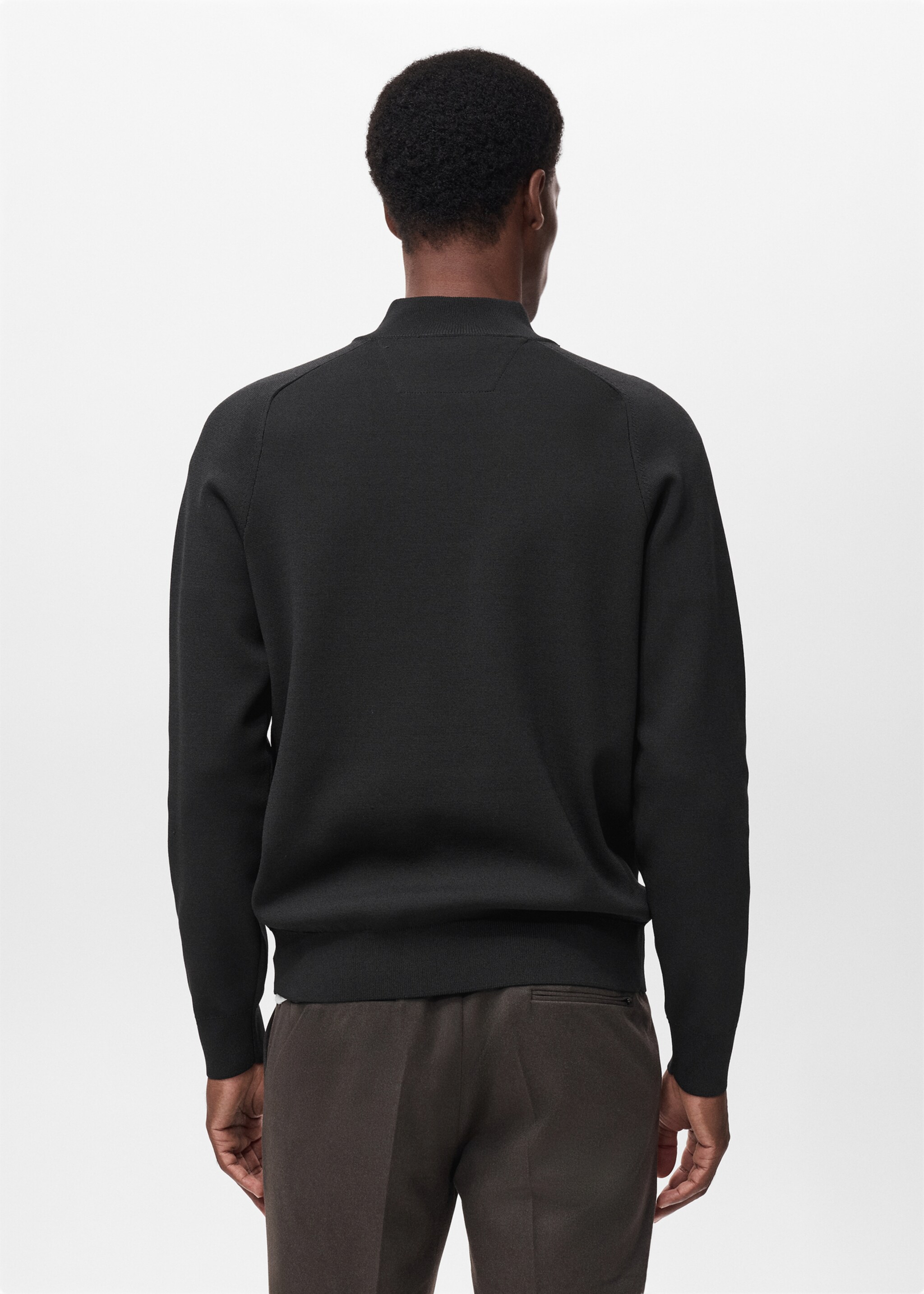 Breathable zip-neck sweater - Reverse of the article, Black. Ref: 17005979-00.