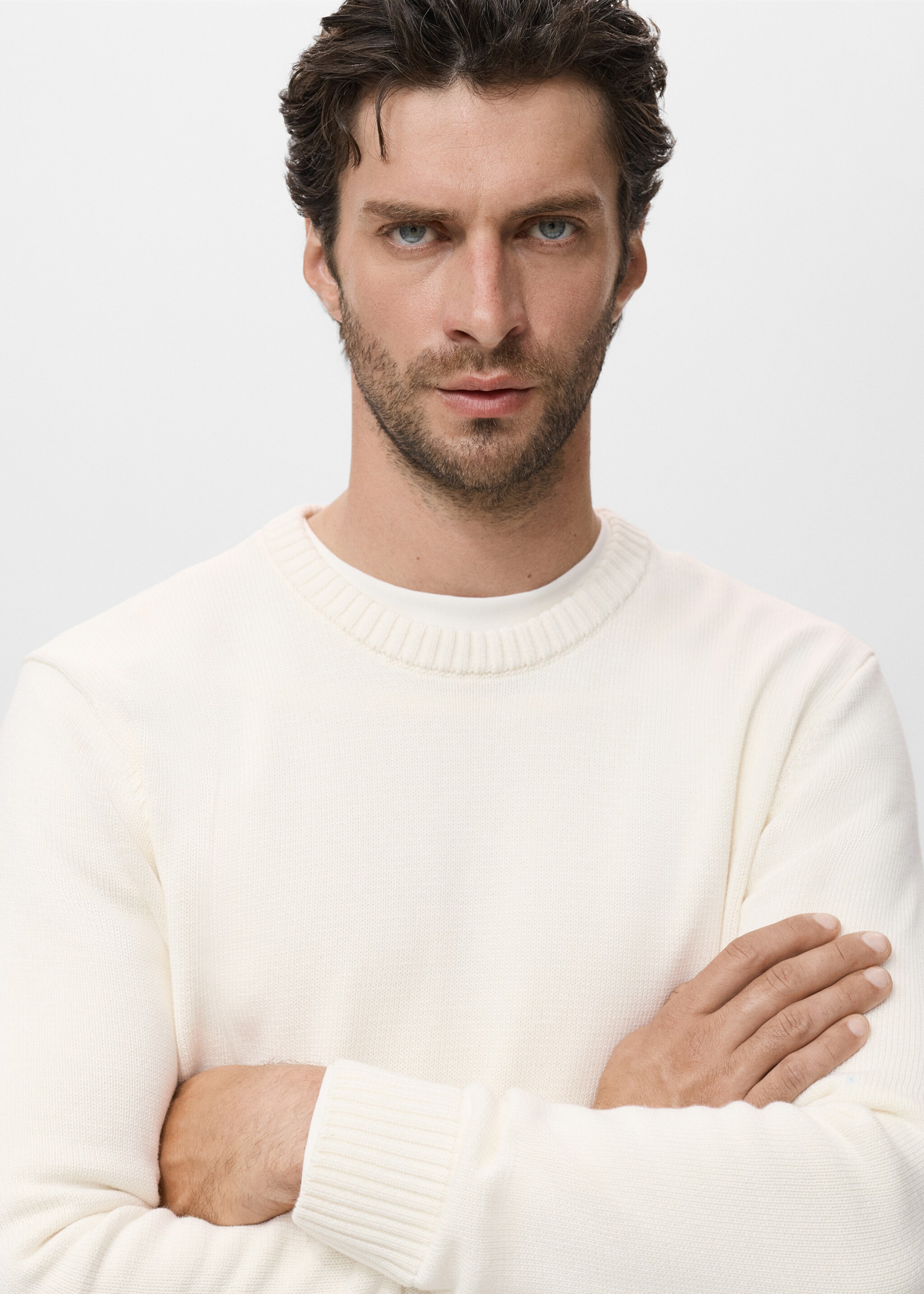 Fine ribbed-knit sweater - Details of the article 1, Off White. Ref: 17005980-00.